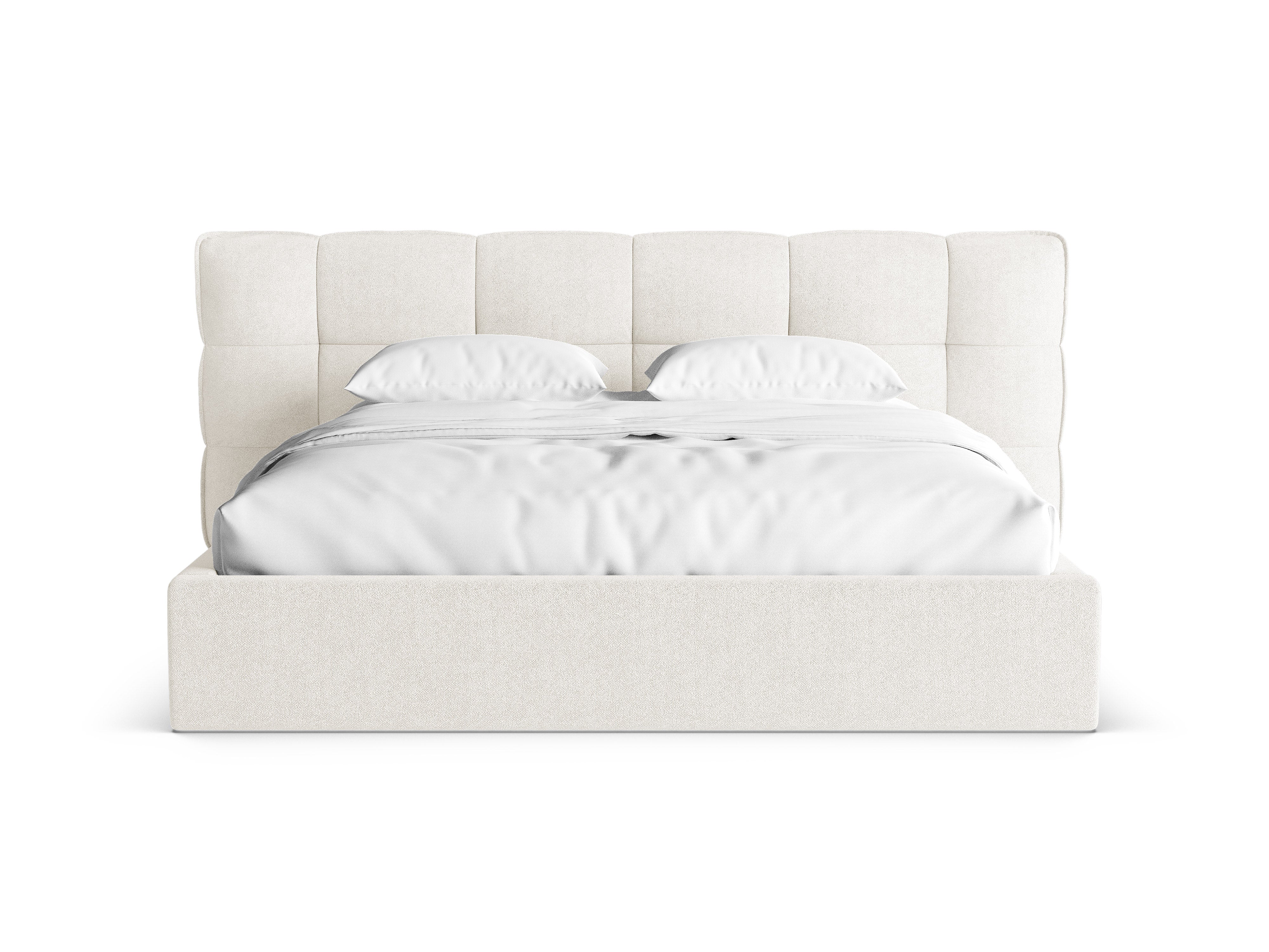 Bett mit Stauraum ERIC Elfenbein Boucle