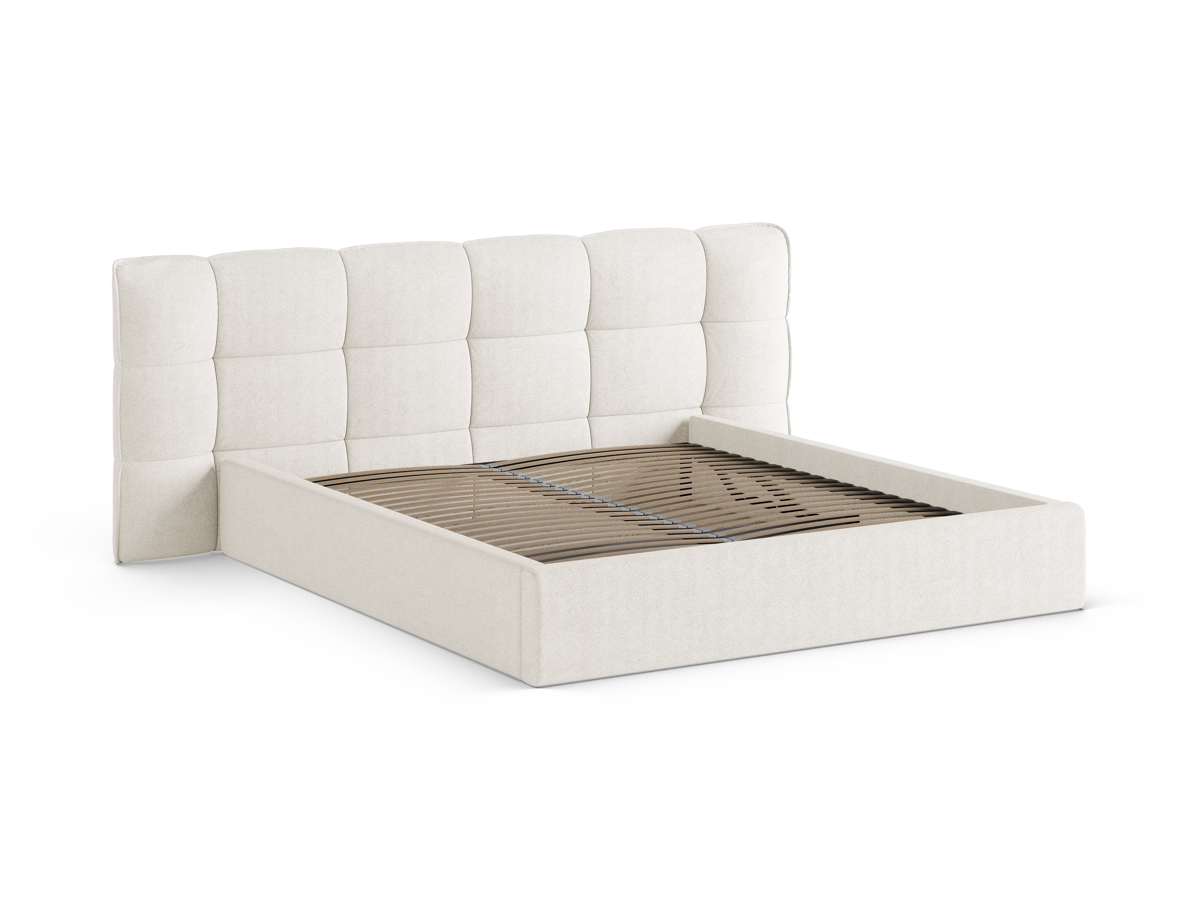 Bett mit Stauraum ERIC Elfenbein Boucle