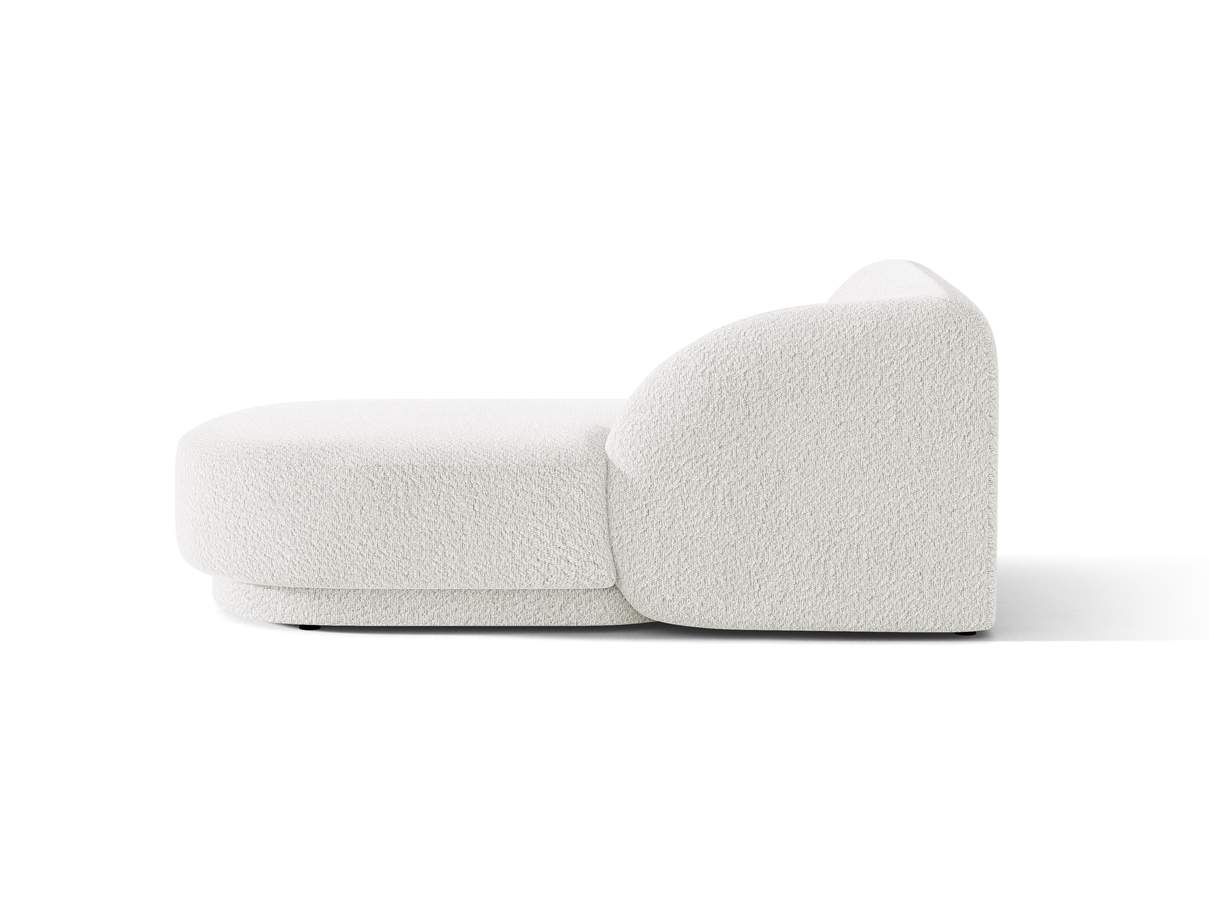 Szezlong prawostronny MILEY biały boucle – tkanina bouclé