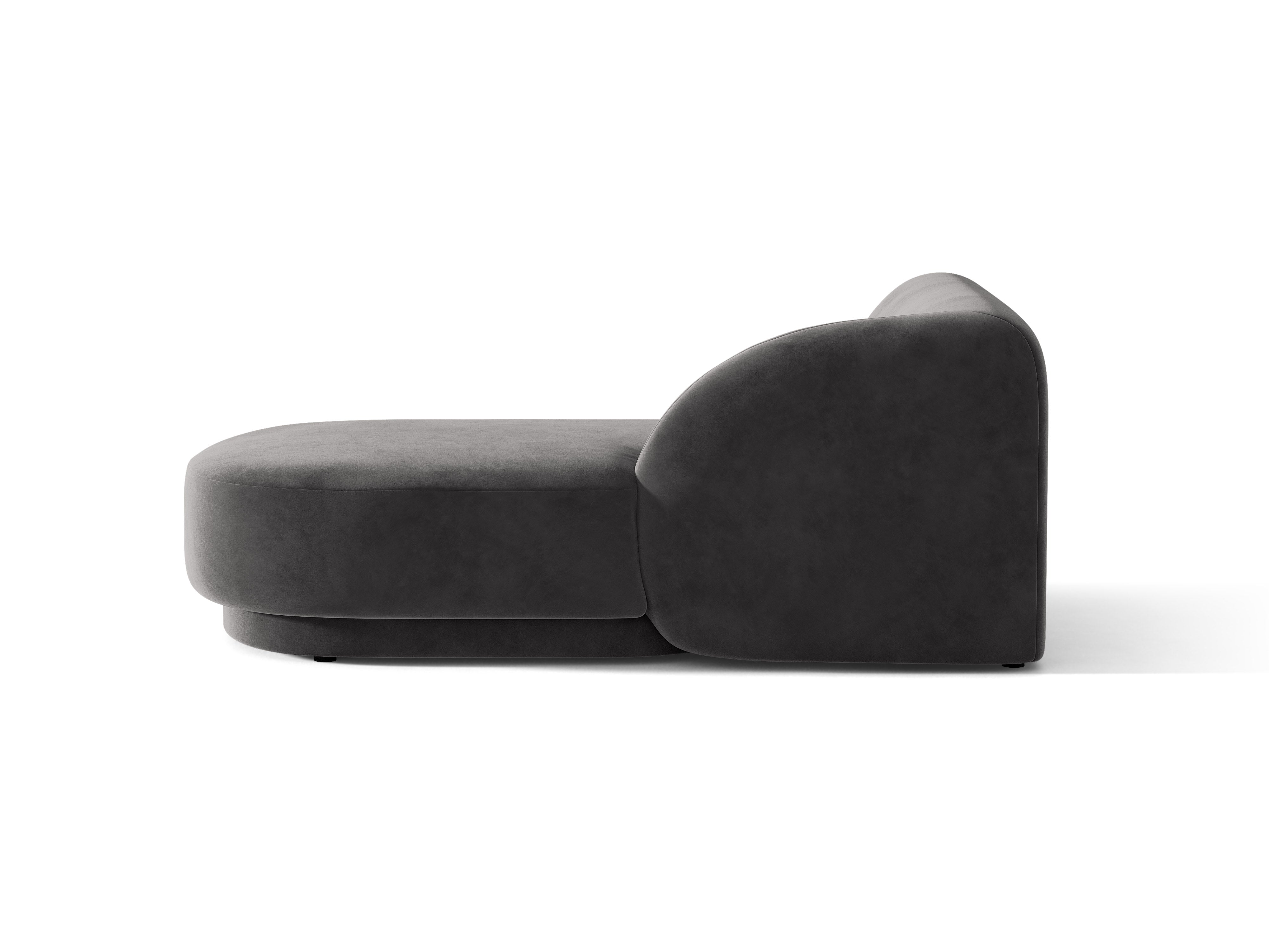 Szezlong aksamitny prawostronny MILEY szary – welur