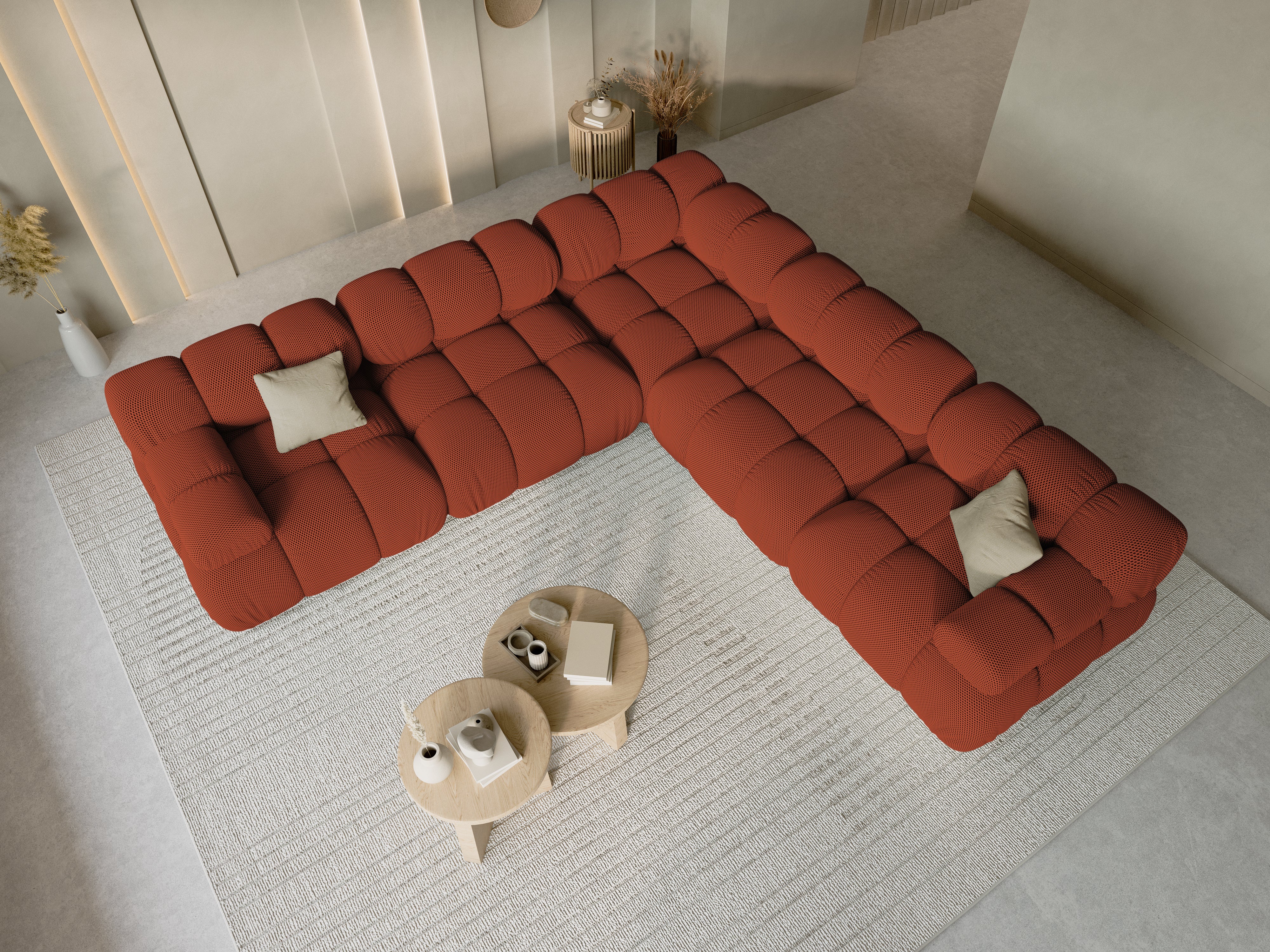 Narożnik symetryczny BELLIS ceglana tkanina 3D