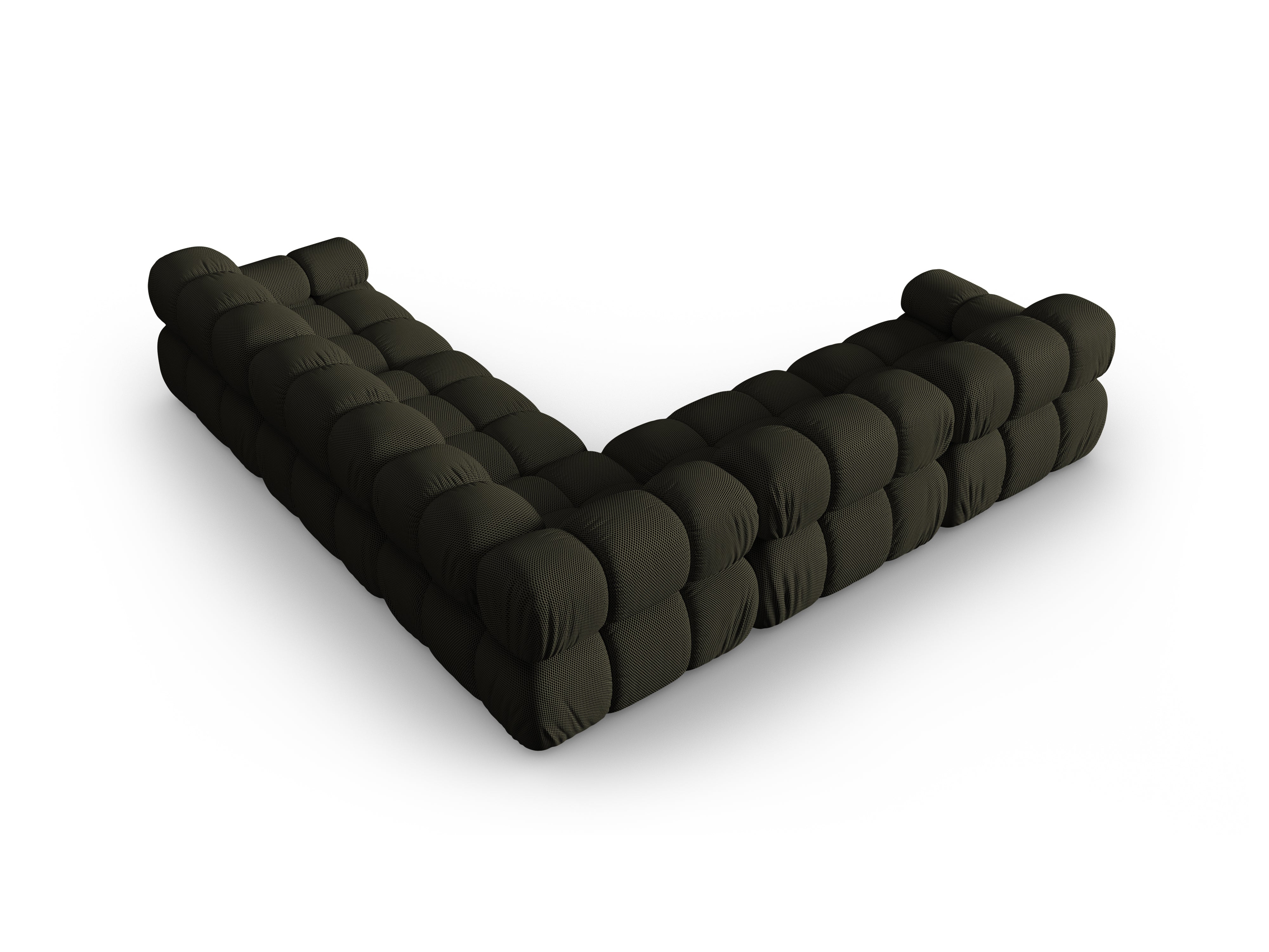Narożnik symetryczny BELLIS ciemnozielona tkanina 3D