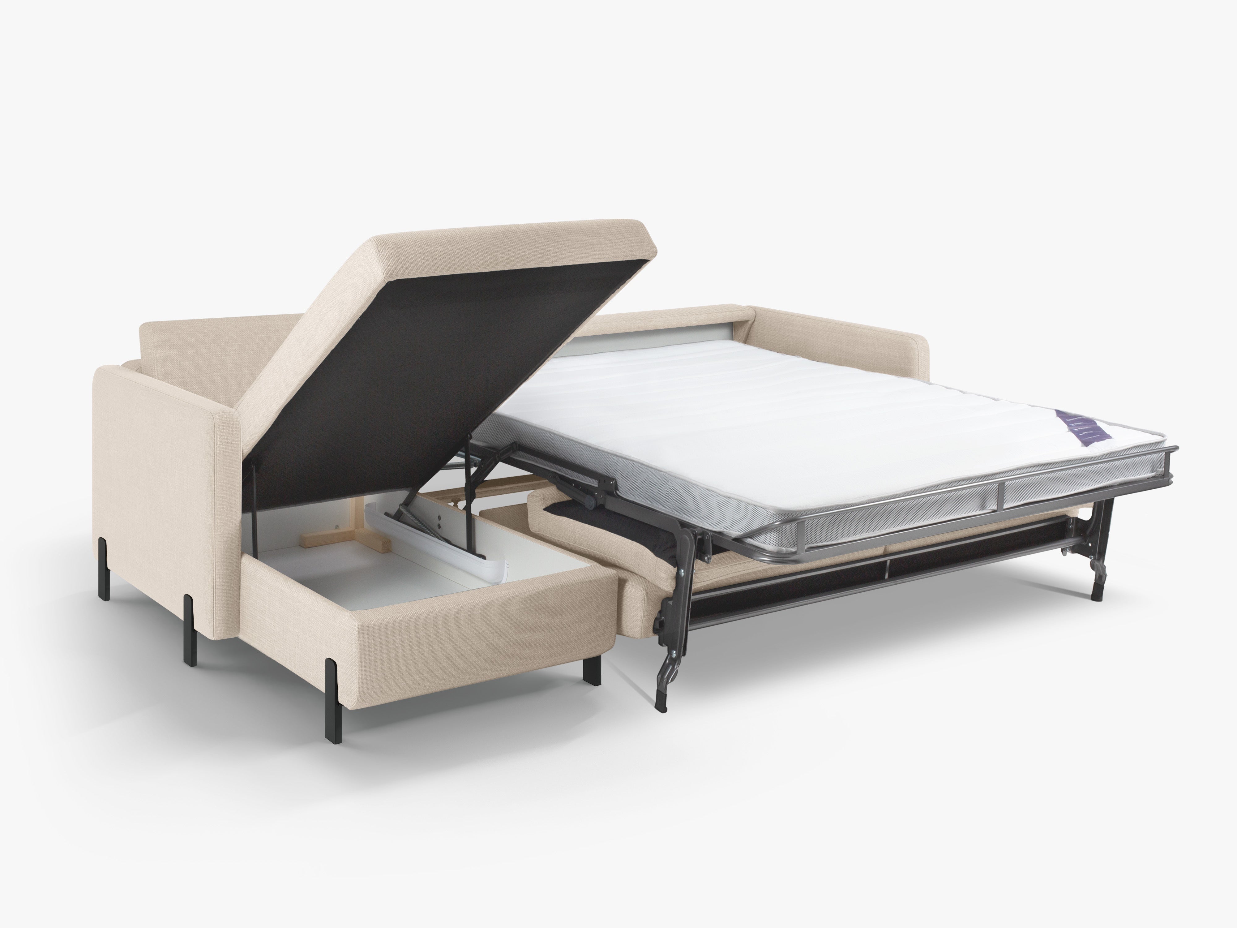 Linksecke Sofa mit Bettfunktion und Kiste, "Gloria", 5 Sitze, Beige, 280x170x80
In Europa gemacht