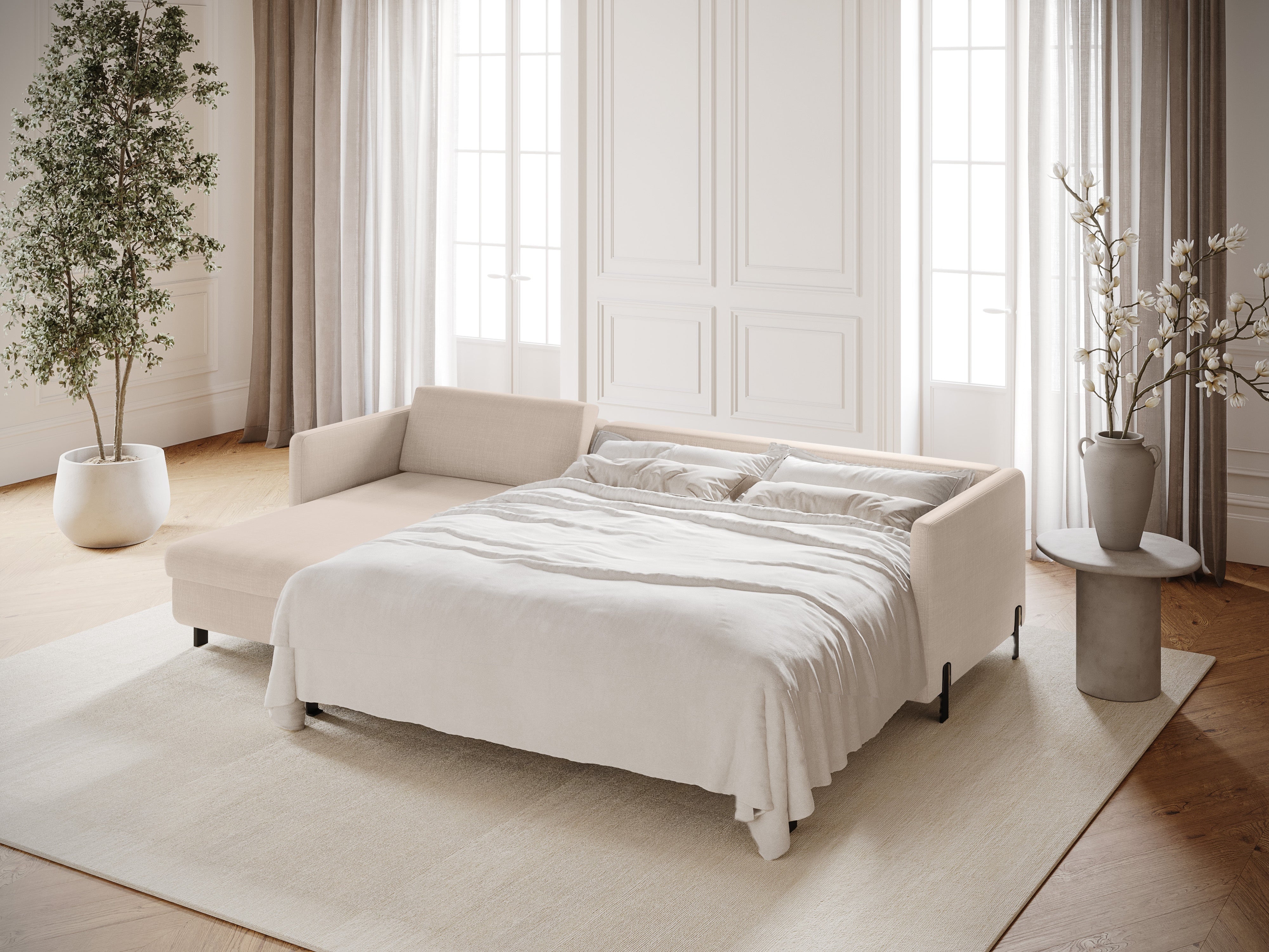 Linksecke Sofa mit Bettfunktion und Kiste, "Gloria", 5 Sitze, Beige, 280x170x80
In Europa gemacht
