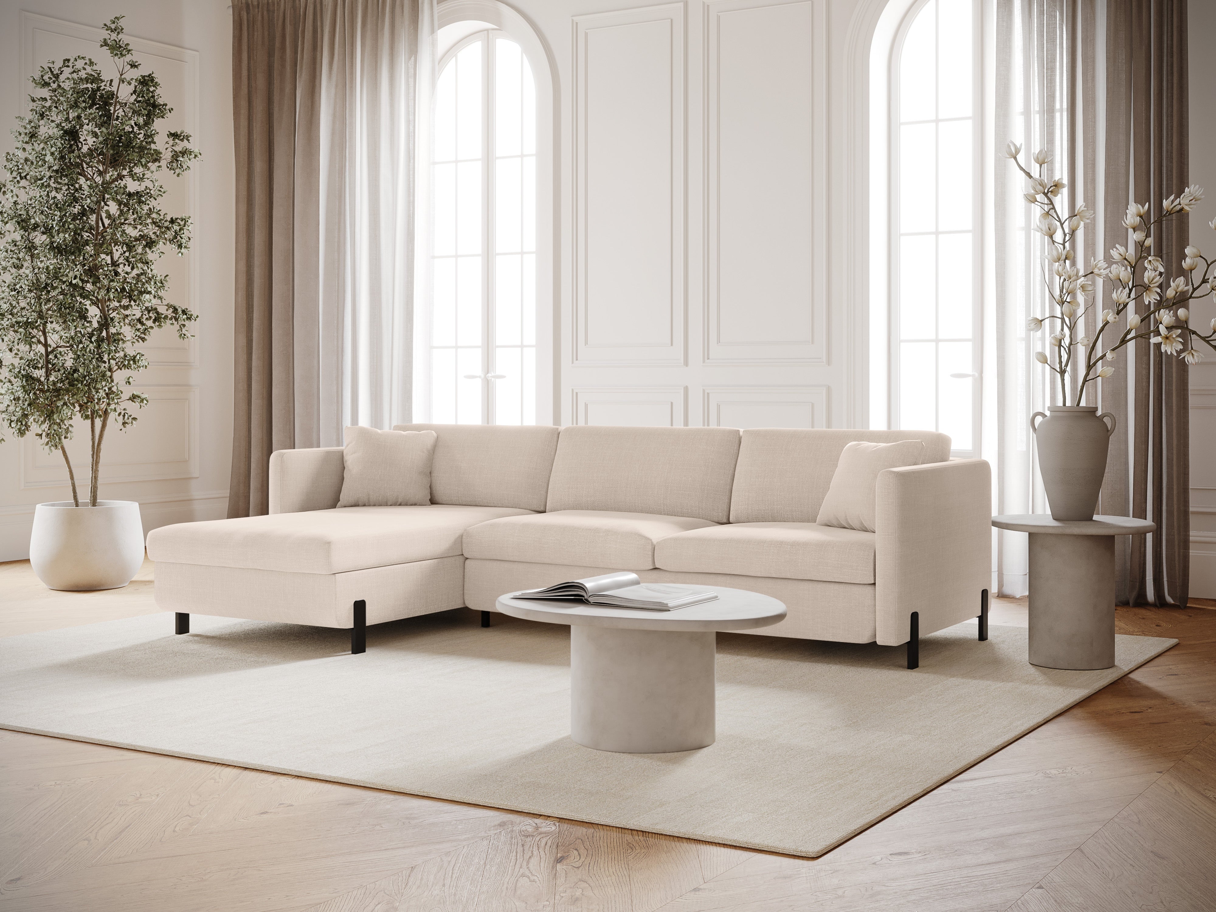 Linksecke Sofa mit Bettfunktion und Kiste, "Gloria", 5 Sitze, Beige, 280x170x80
In Europa gemacht