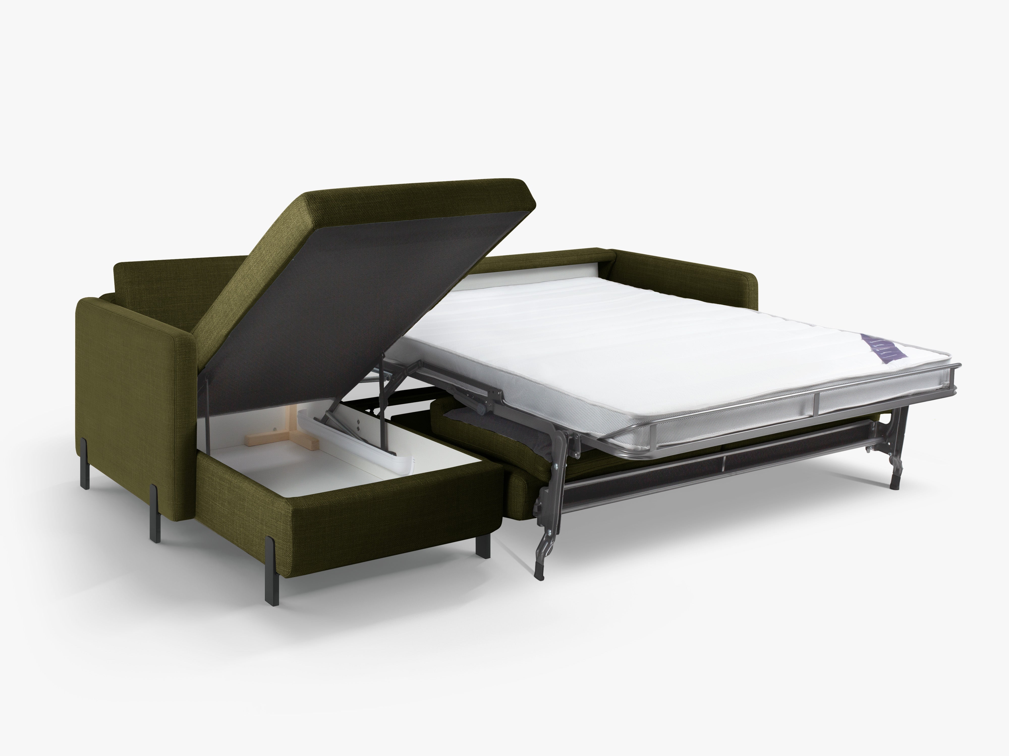 Linke Ecksofa mit Bettfunktion und Schachtel, "Gloria", 5 Sitze, Grün, 280x170x80
In Europa gemacht