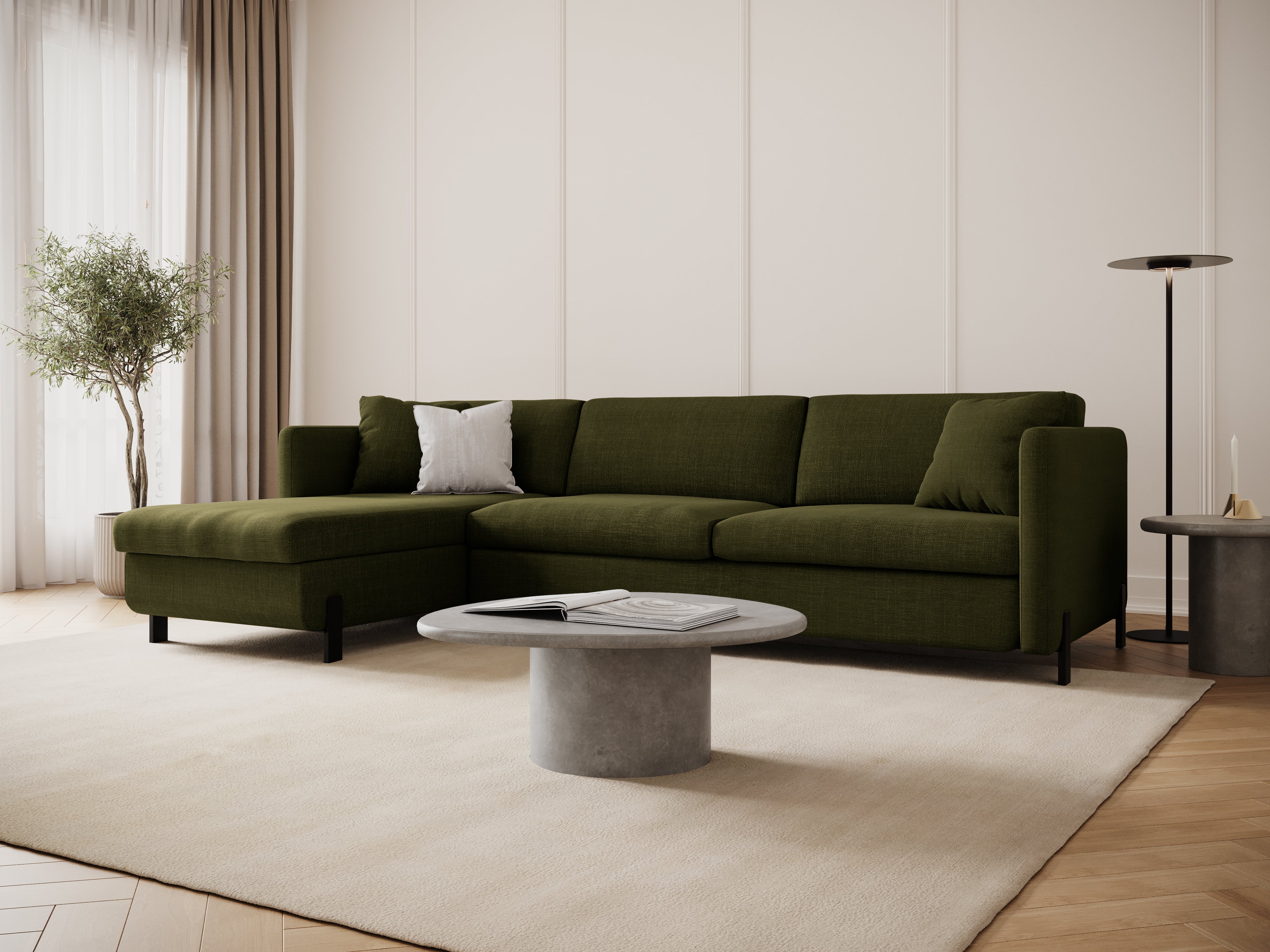 Linke Ecksofa mit Bettfunktion und Schachtel, "Gloria", 5 Sitze, Grün, 280x170x80
In Europa gemacht