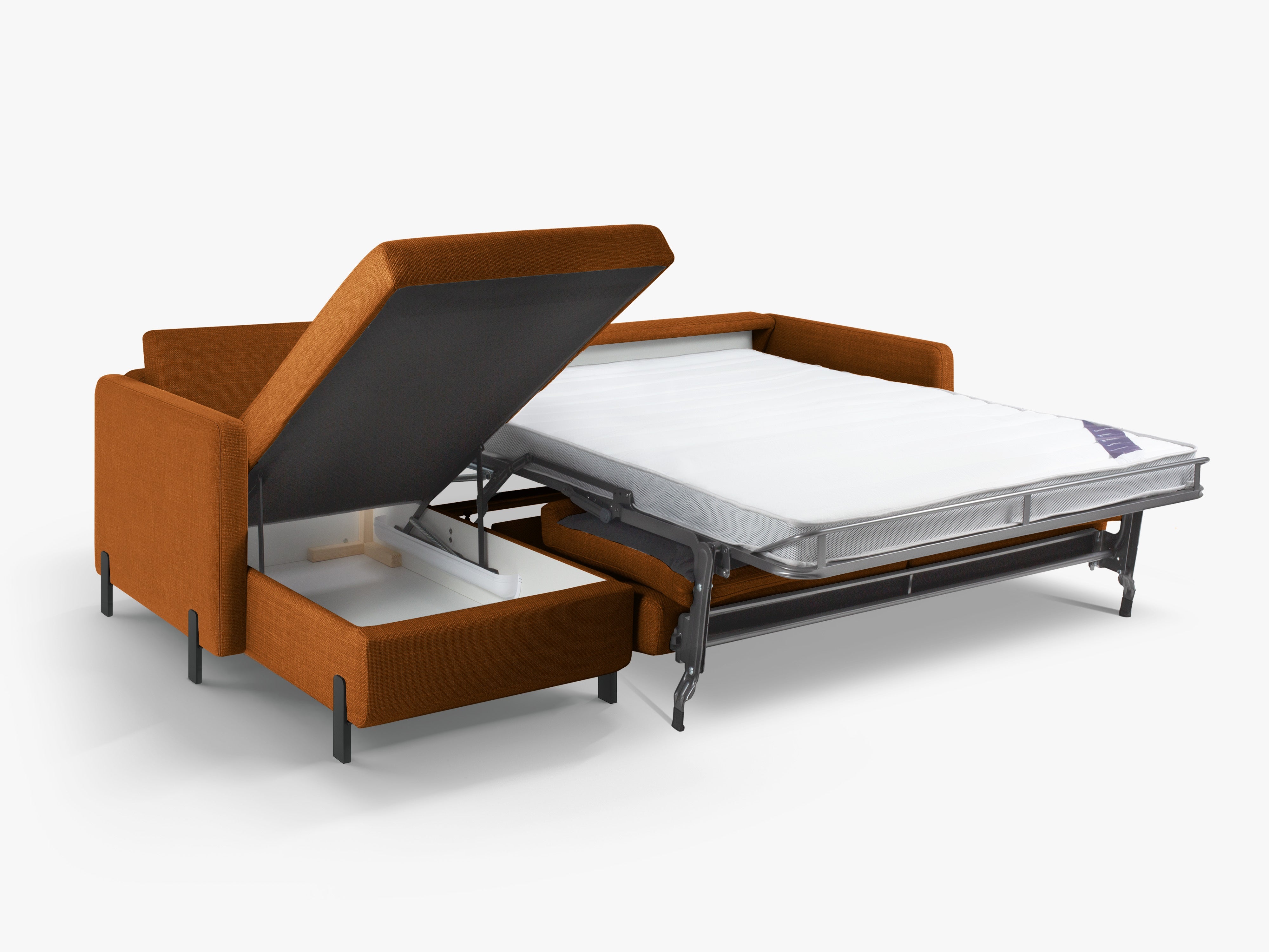 Linke Ecksofa mit Bettfunktion und Schachtel, "Gloria", 5 Sitze, Ziegel, 280x170x80
In Europa gemacht