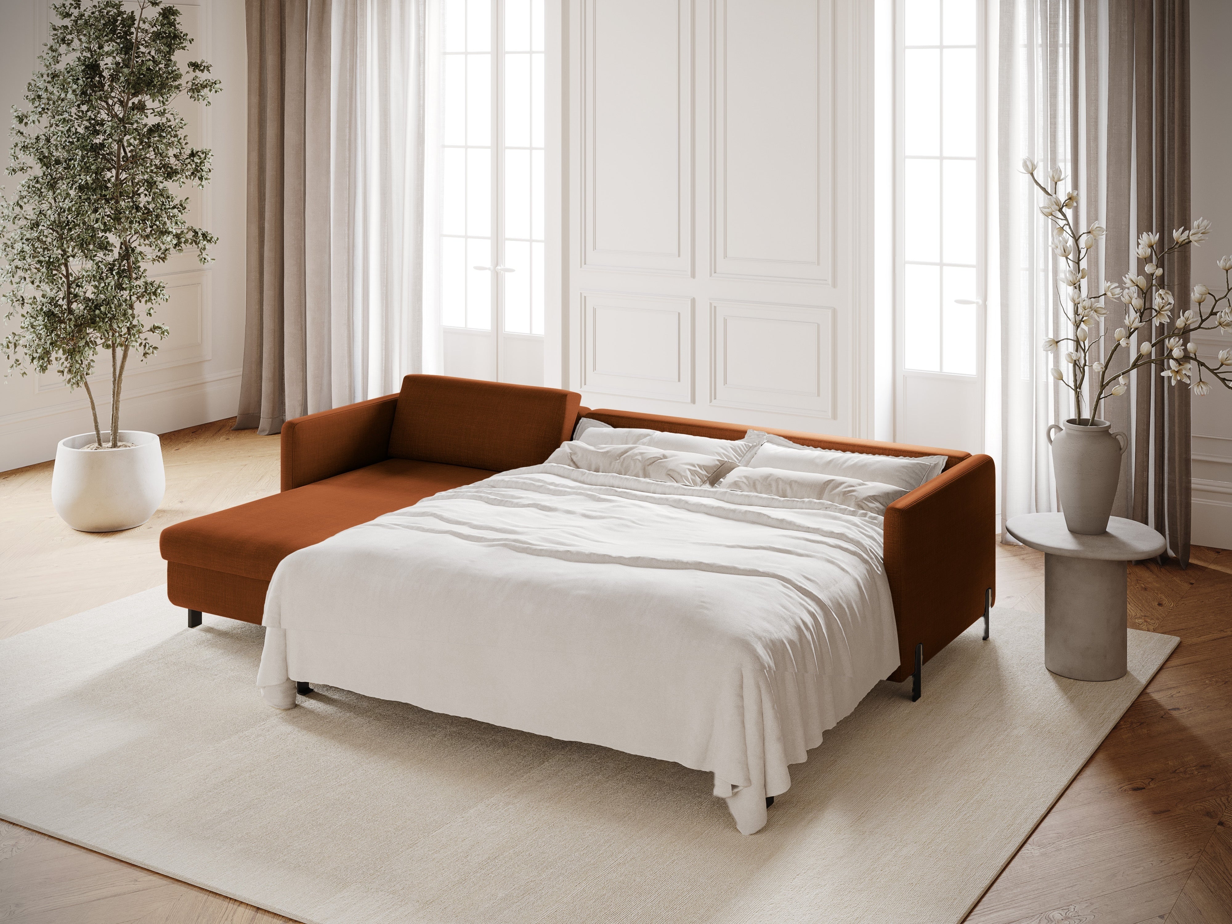 Linke Ecksofa mit Bettfunktion und Schachtel, "Gloria", 5 Sitze, Ziegel, 280x170x80
In Europa gemacht