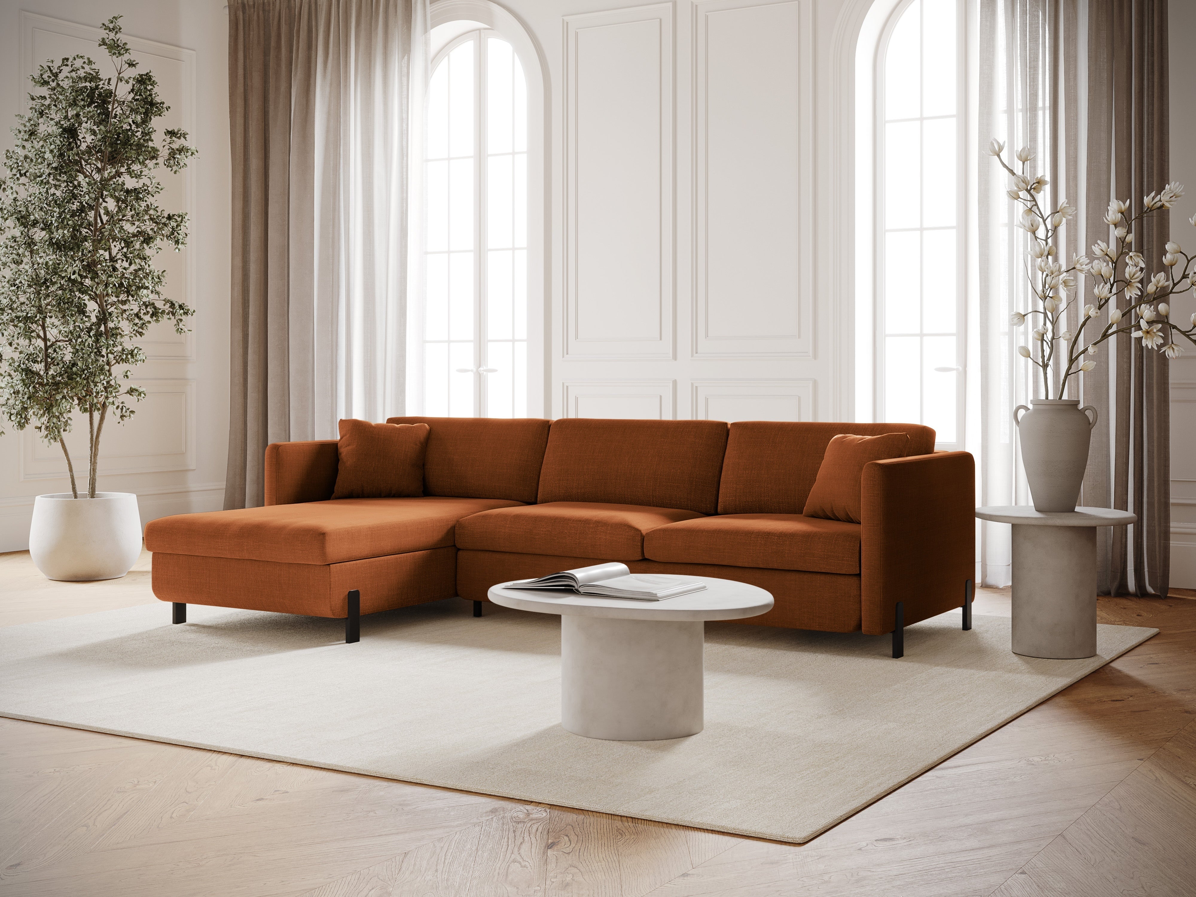 Linke Ecksofa mit Bettfunktion und Schachtel, "Gloria", 5 Sitze, Ziegel, 280x170x80
In Europa gemacht
