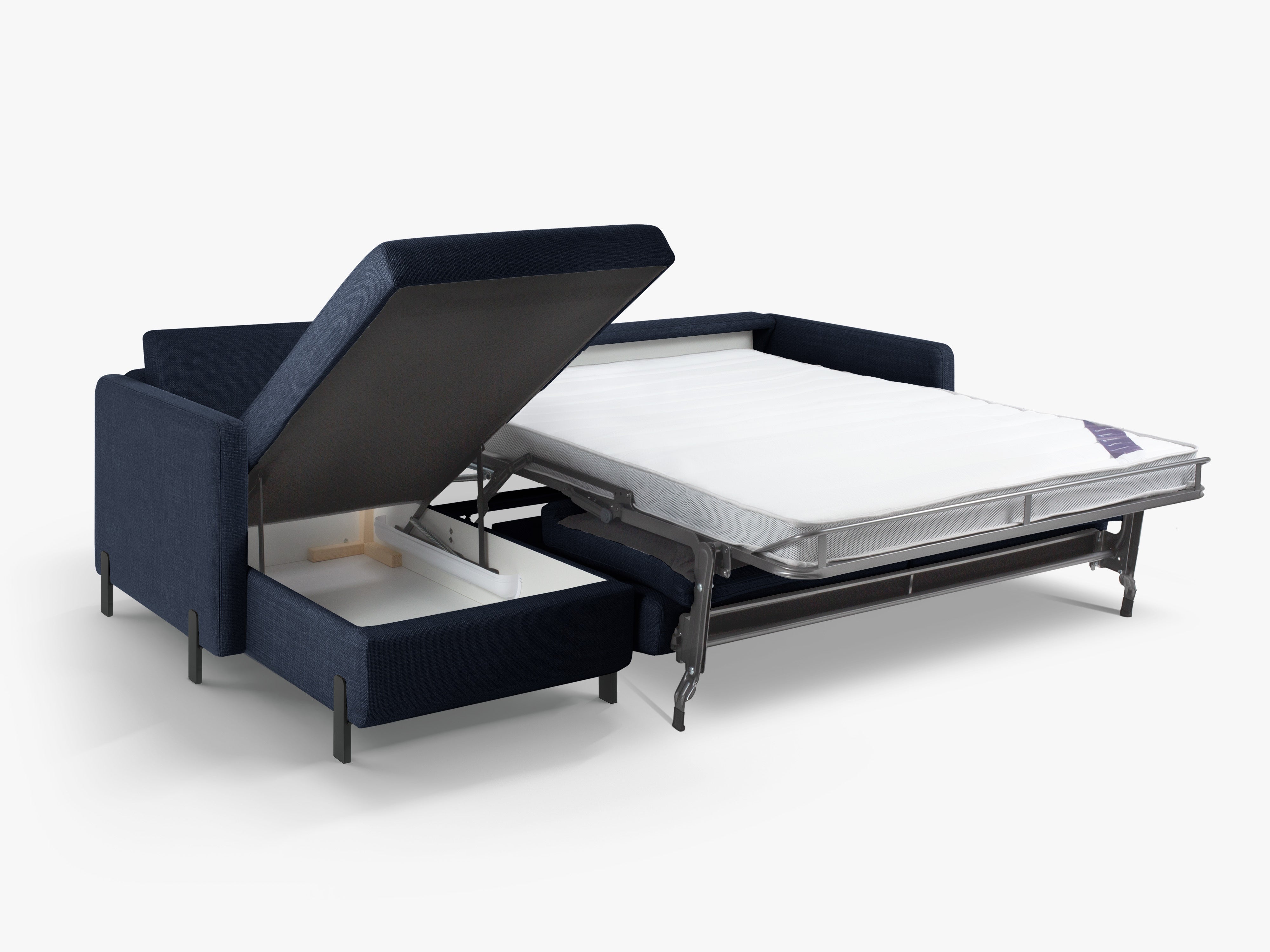 Linke Ecksofa mit Bettfunktion und Schachtel, "Gloria", 5 Sitze, Blau, 280x170x80
In Europa gemacht