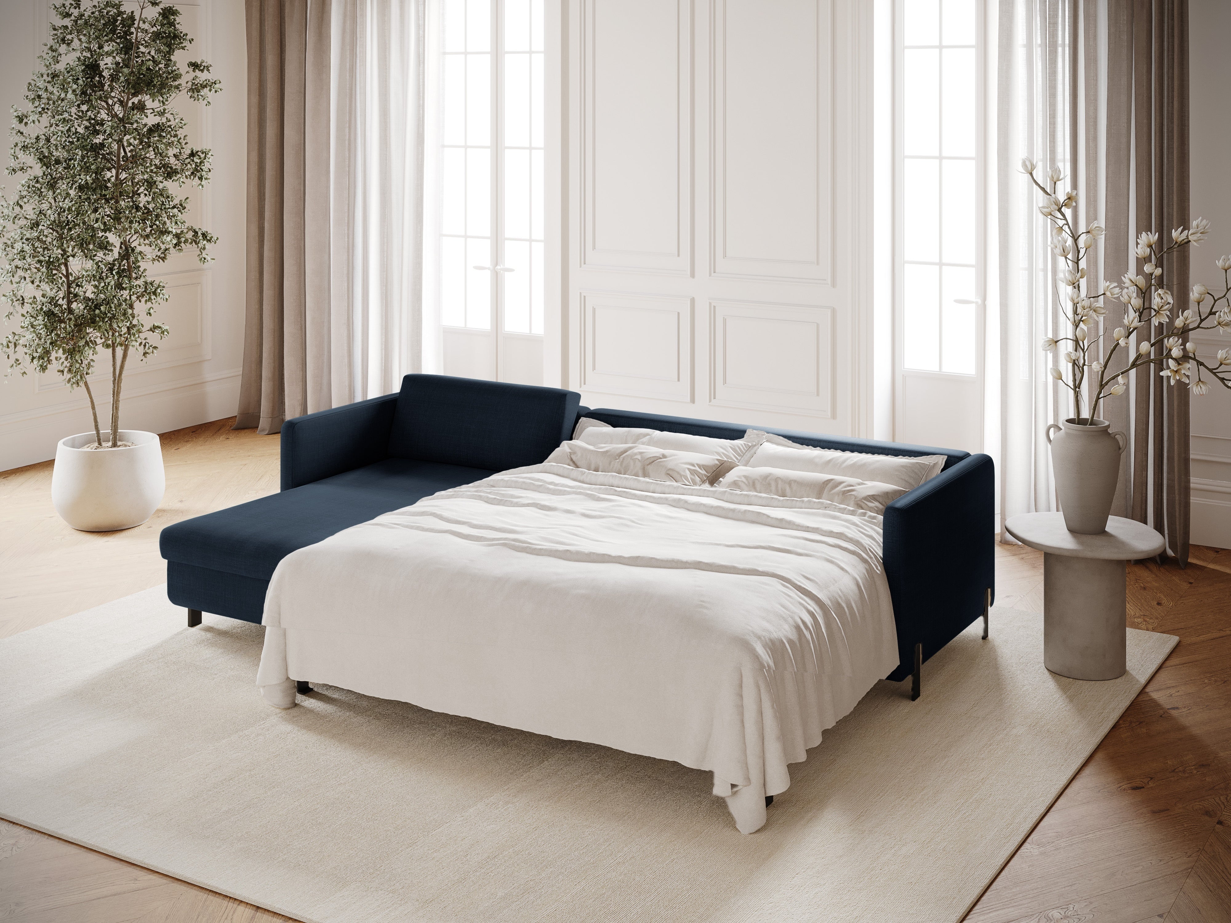 Linke Ecksofa mit Bettfunktion und Schachtel, "Gloria", 5 Sitze, Blau, 280x170x80
In Europa gemacht