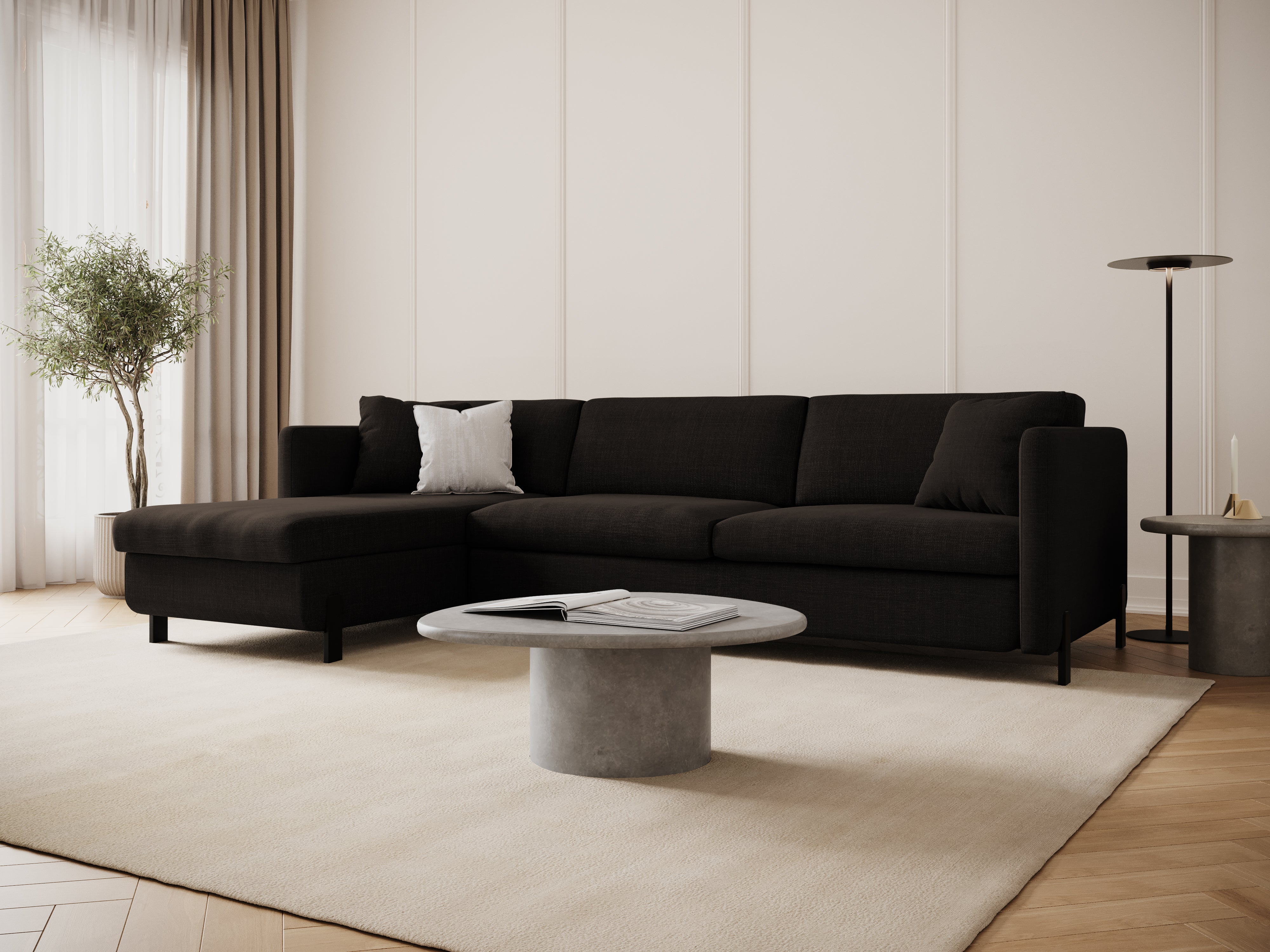 Linke Ecksofa mit Bettfunktion und Schachtel, "Gloria", 5 Sitze, Dunkelgrau, 280x170x80
In Europa gemacht