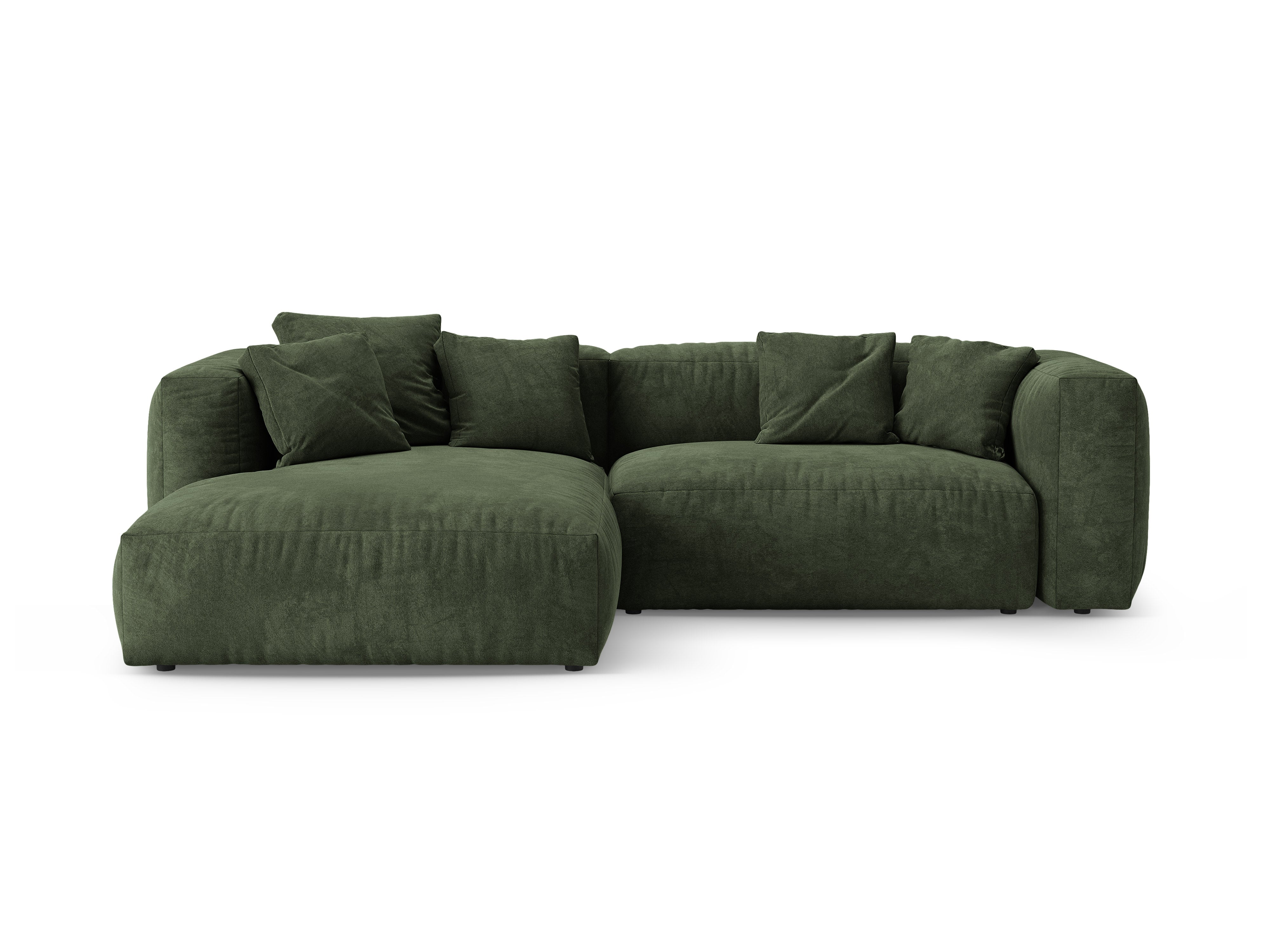 Samt-Ecksofa links mit Schlaffunktion MARTINA grün