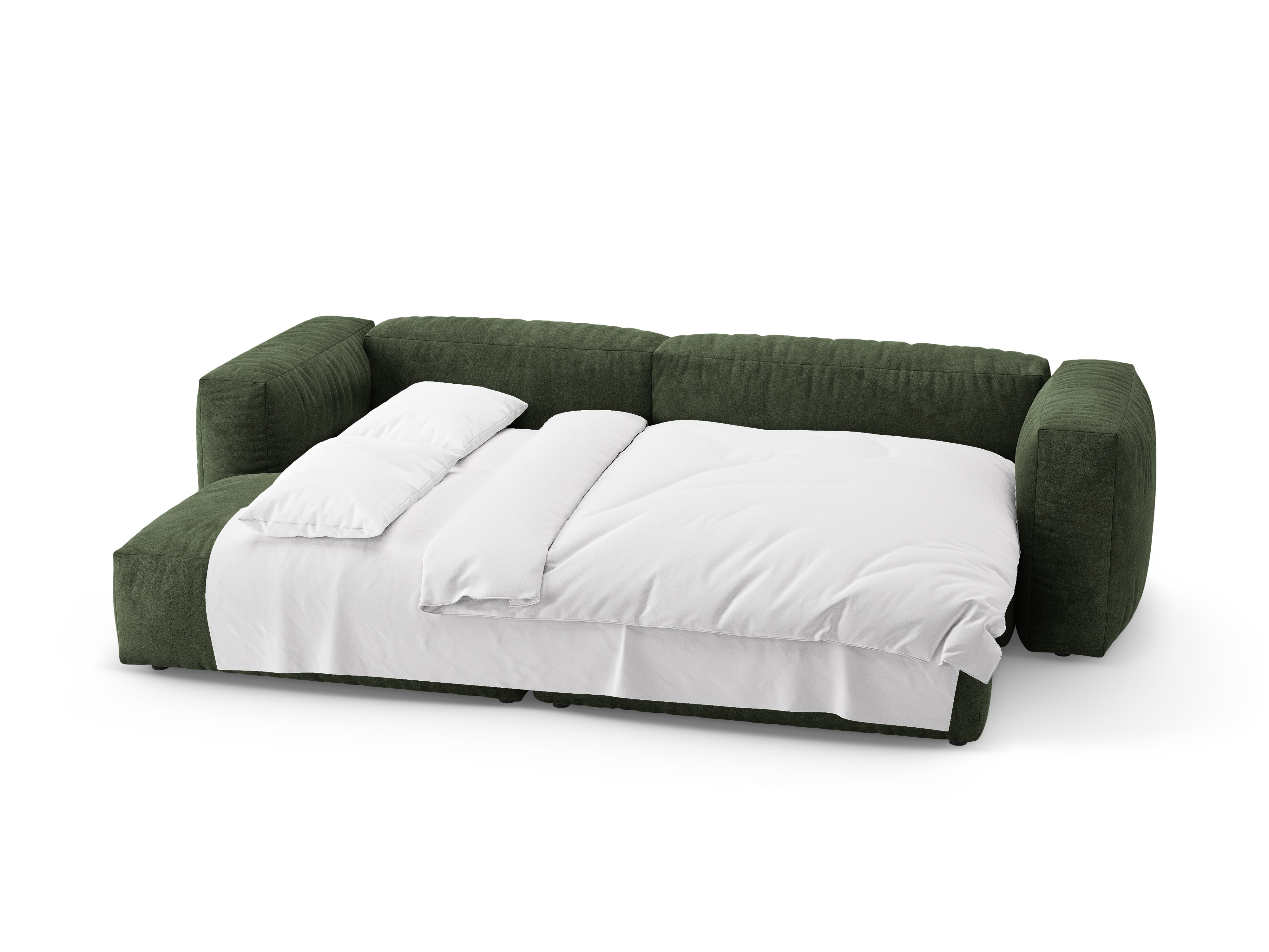 Samt-Ecksofa links mit Schlaffunktion MARTINA grün