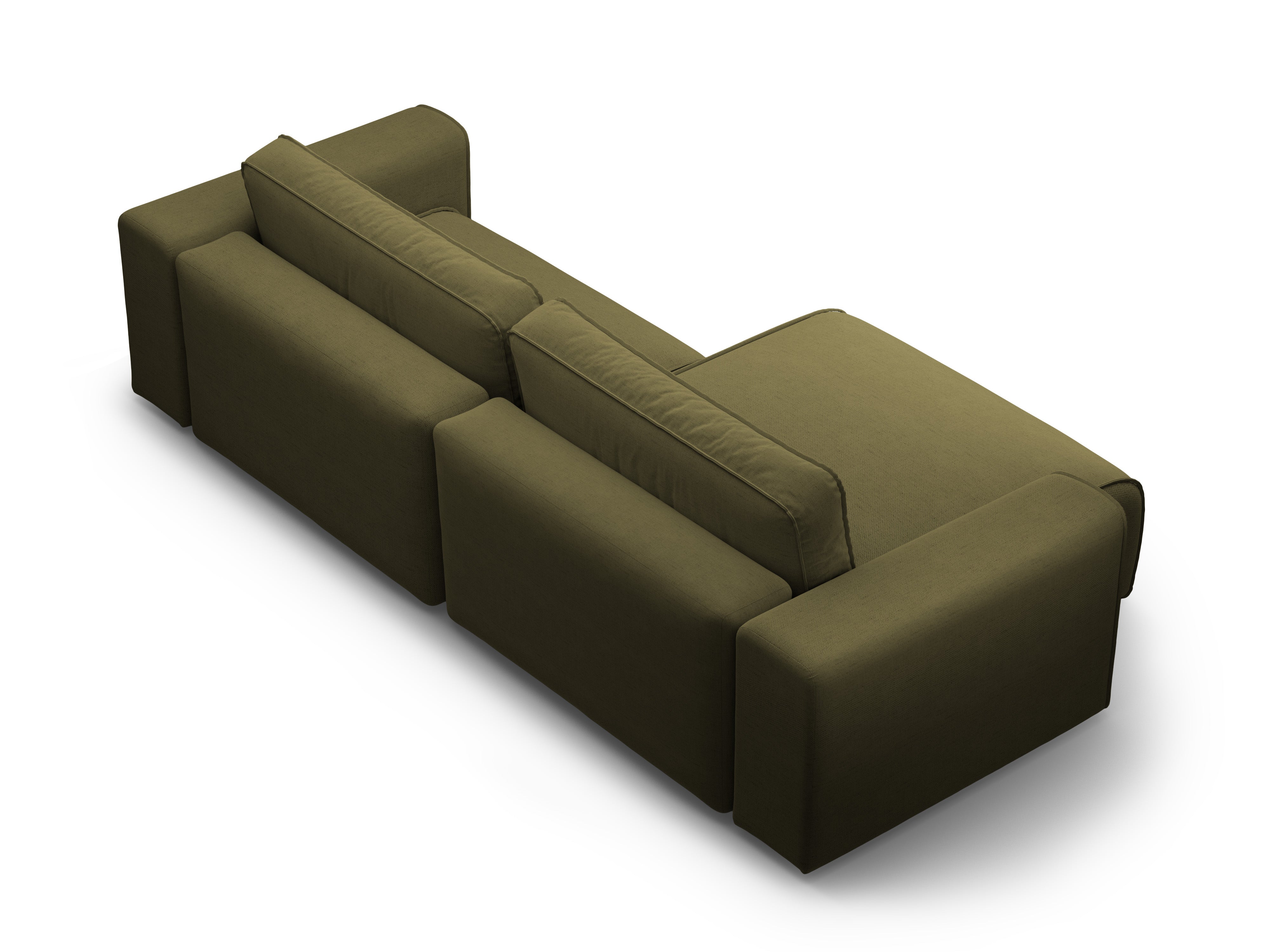 Left-facing 3-seater sofa bed VICTOR green chenille