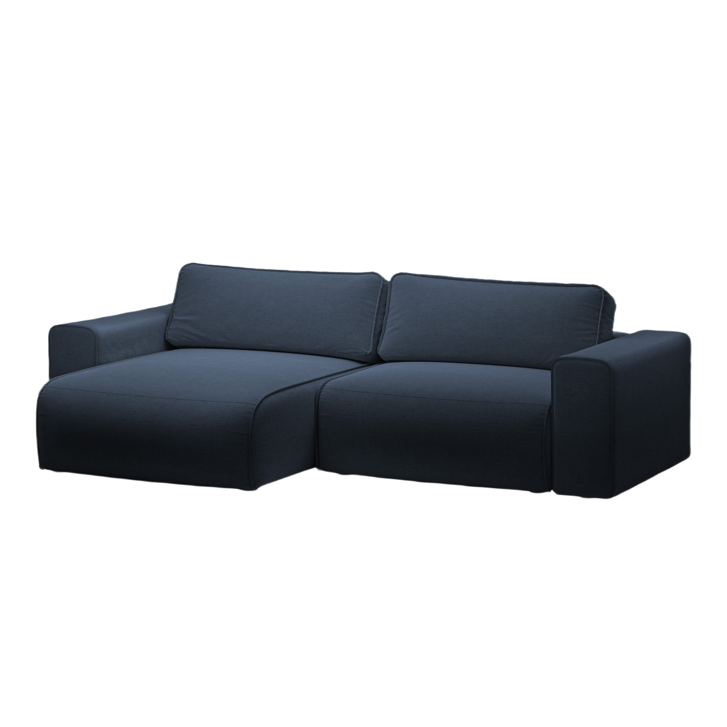 Left-sided 3-seater sofa bed VICTOR royal blue chenille