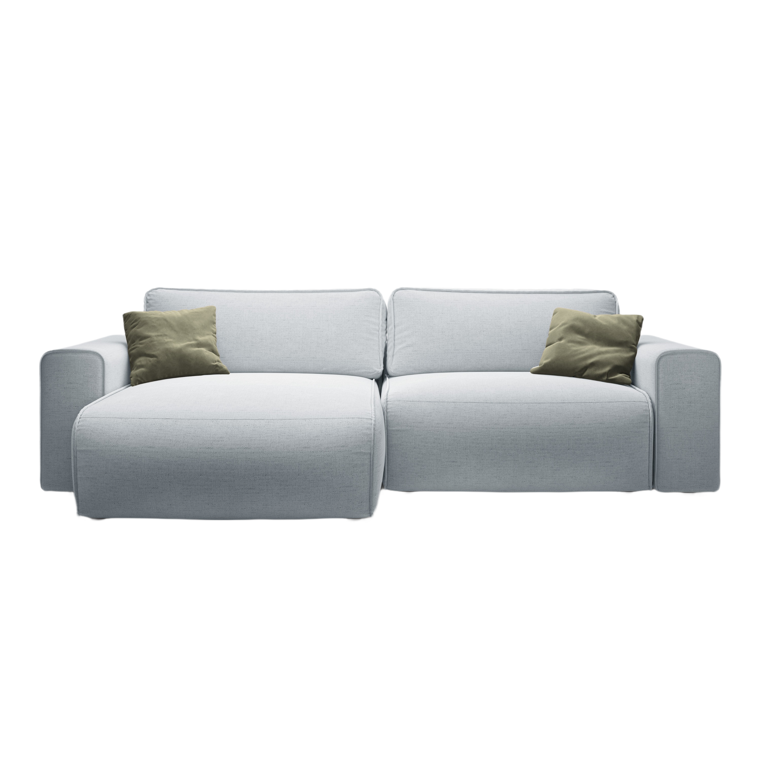 Left-facing 3-seater sofa bed VICTOR light gray chenille
