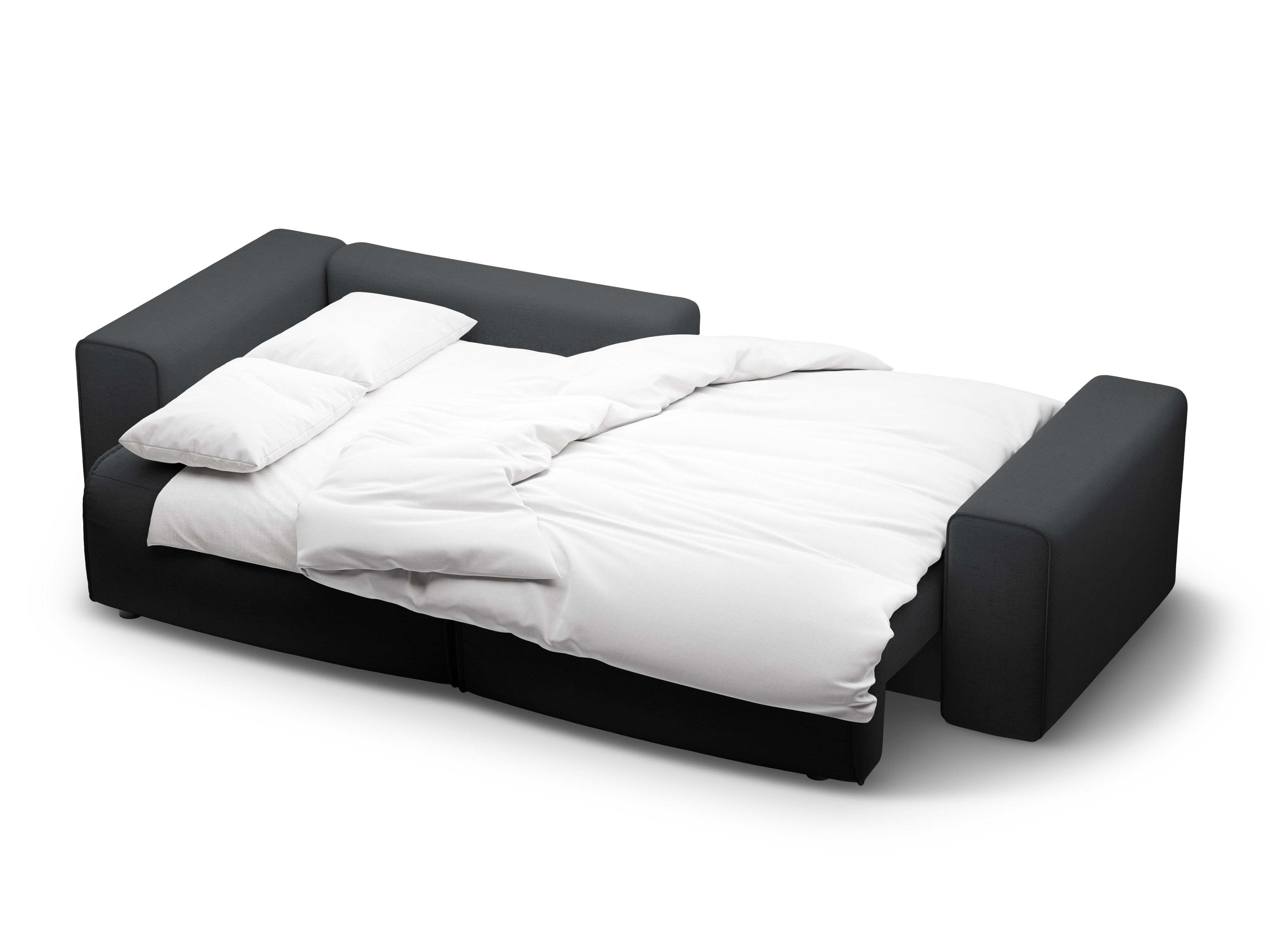 Narożnik lewostronny 3-osobowy z funkcją spania VICTOR antracytowy szenil