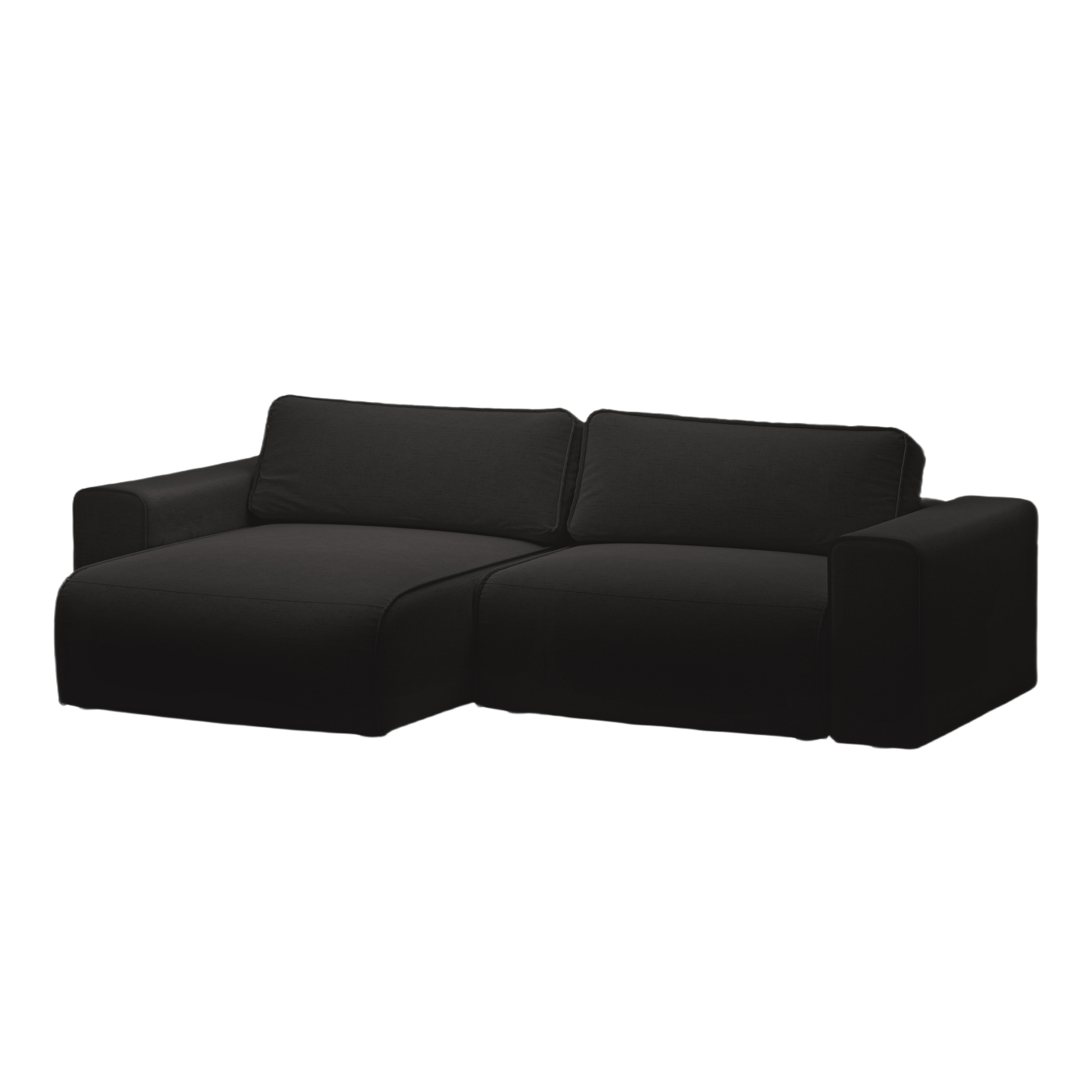 Left-sided 3-seater sofa bed VICTOR black chenille