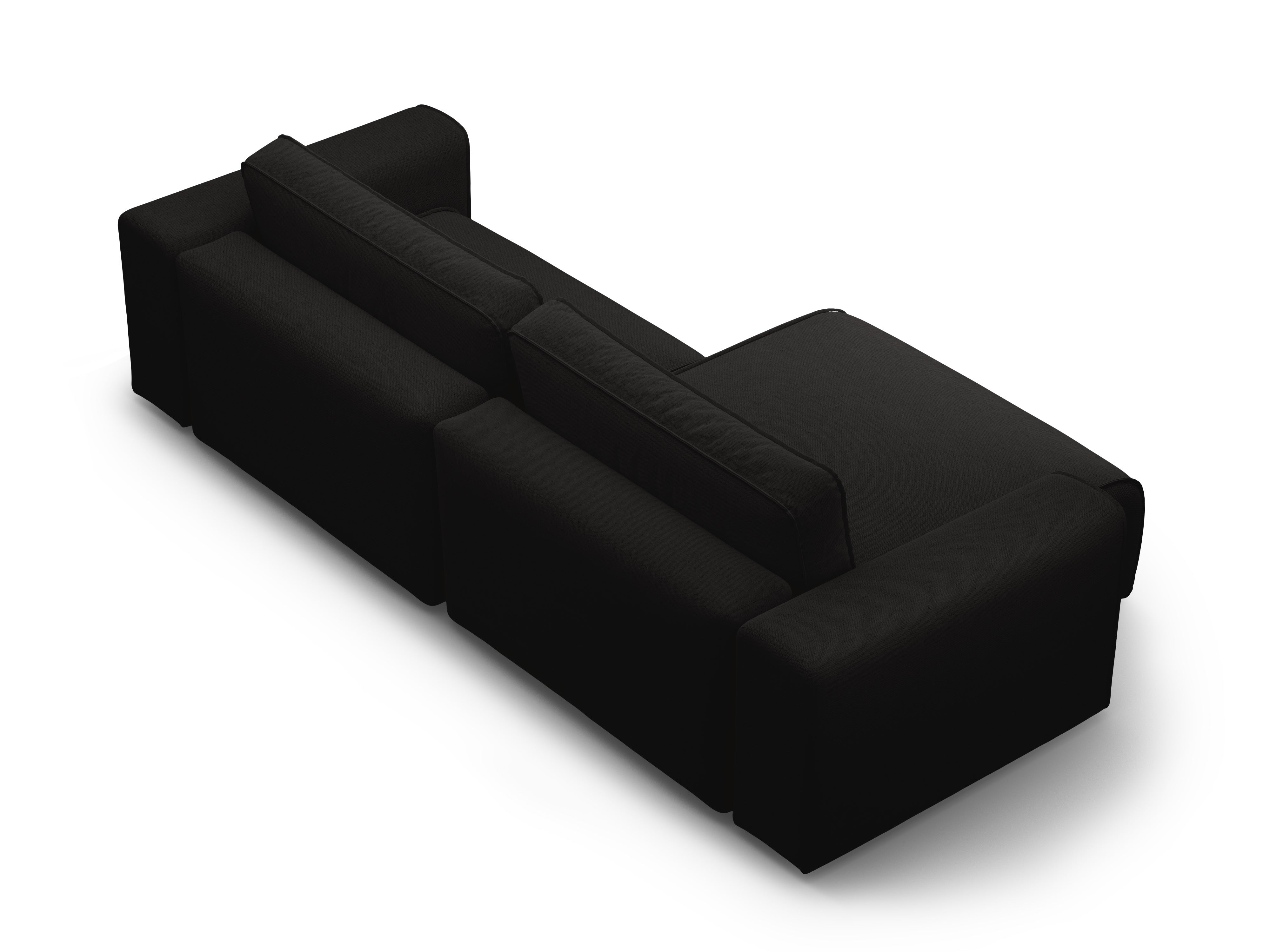 Left-sided 3-seater sofa bed VICTOR black chenille