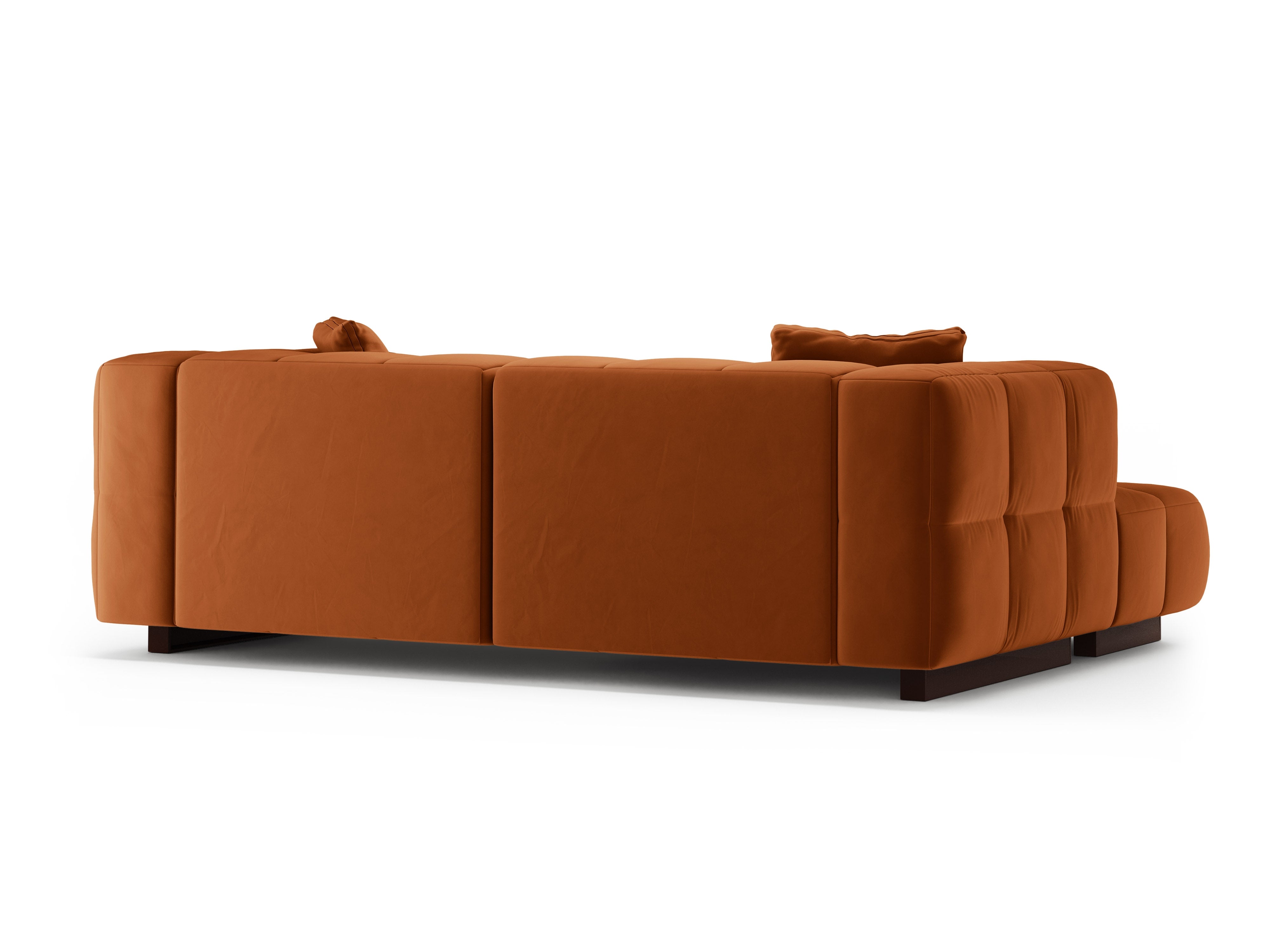 Samt-Ecksofa links mit Schlaffunktion PUMA terrakotta