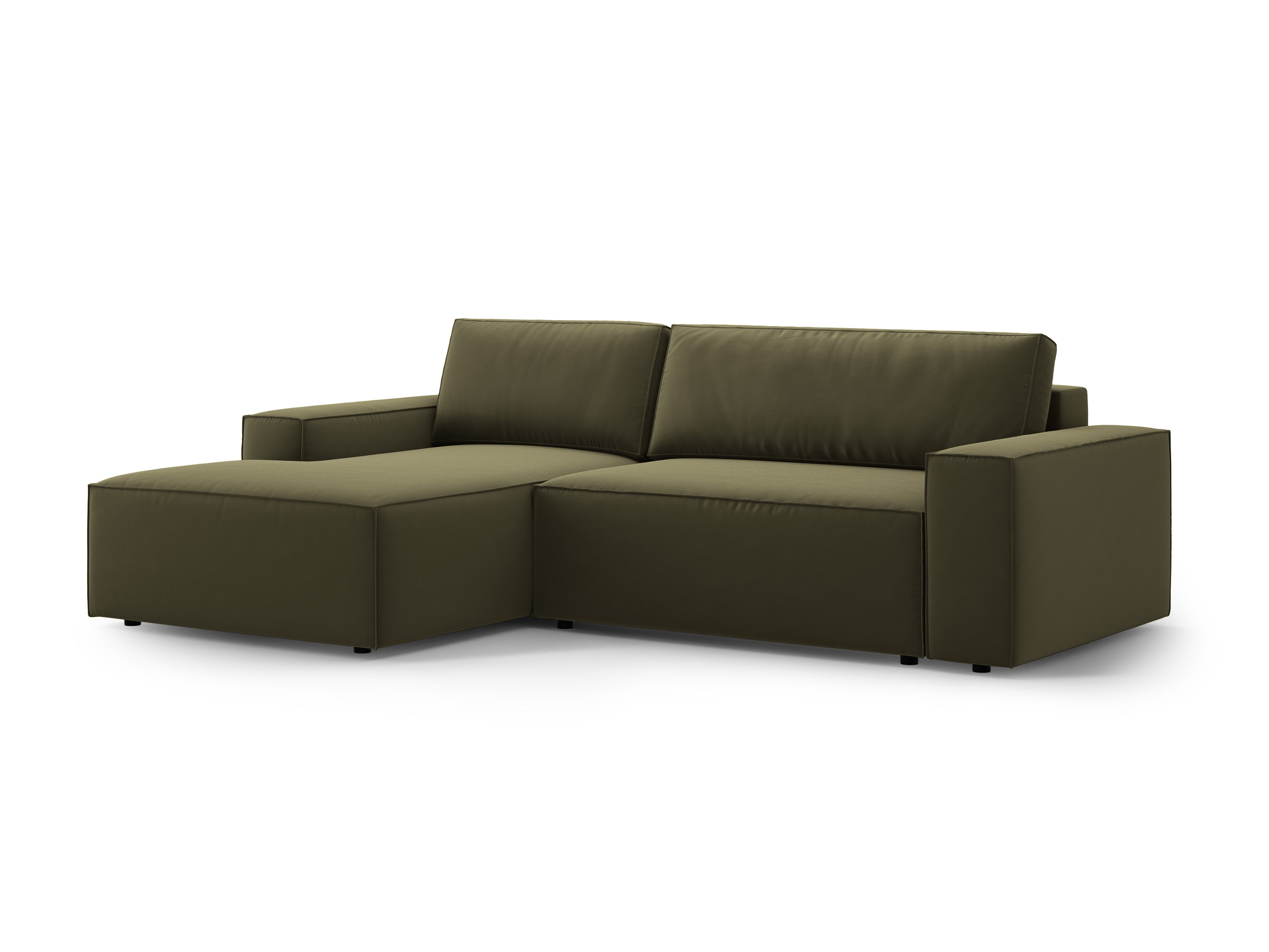 Samt-Ecksofa links mit Schlaffunktion JODIE grün