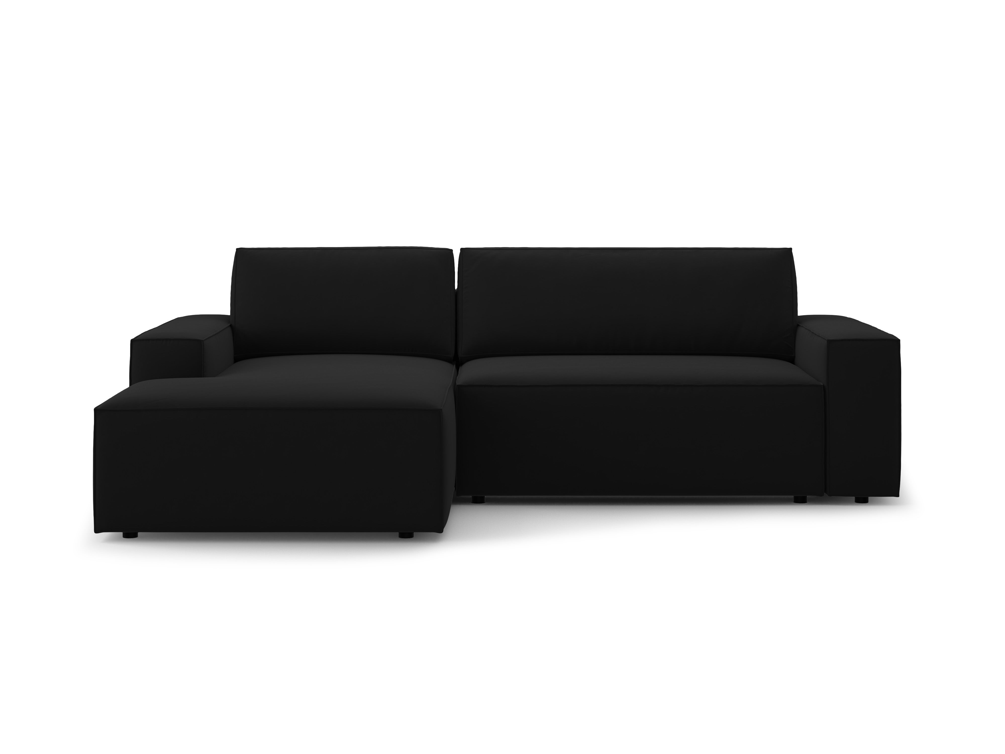 Samt-Ecksofa links mit Schlaffunktion JODIE schwarz