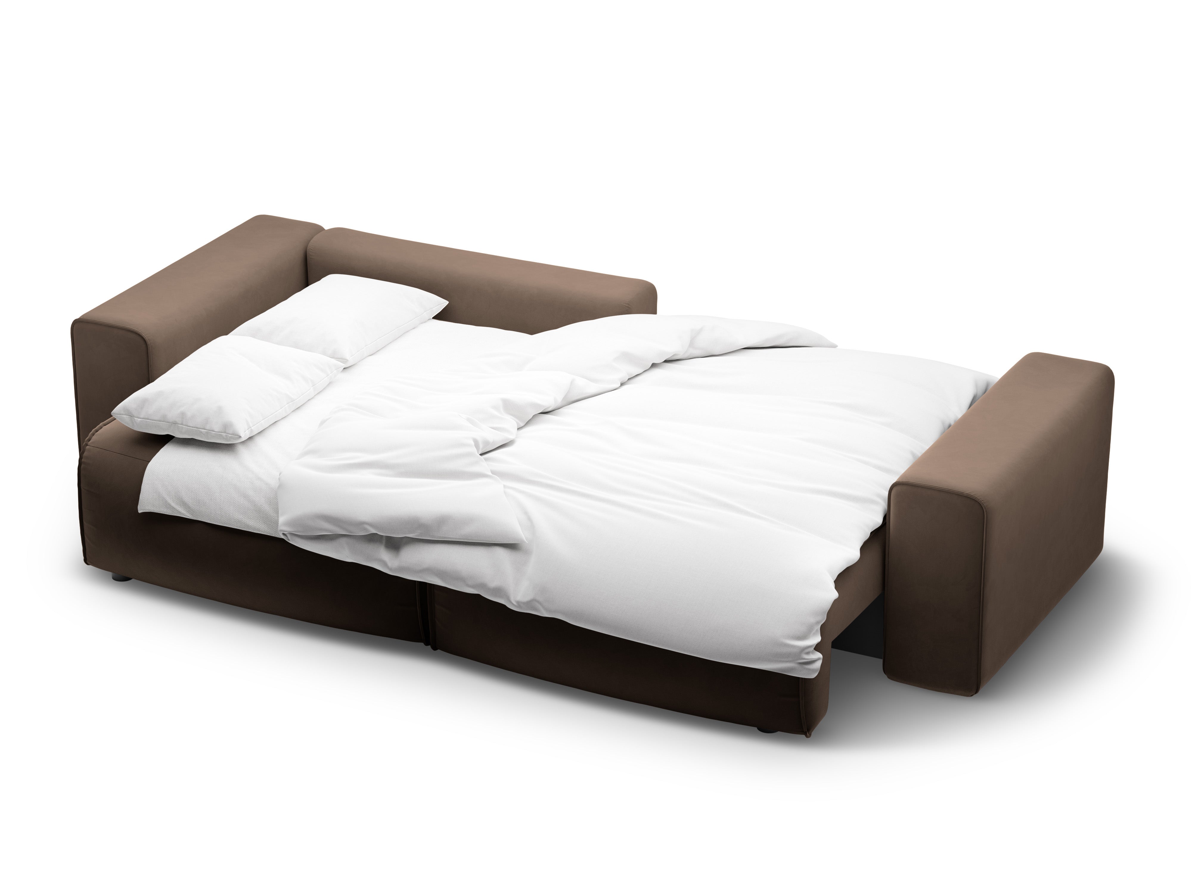 Left-facing velvet corner sofa for 3 people with sleeping function VICTOR chocolate