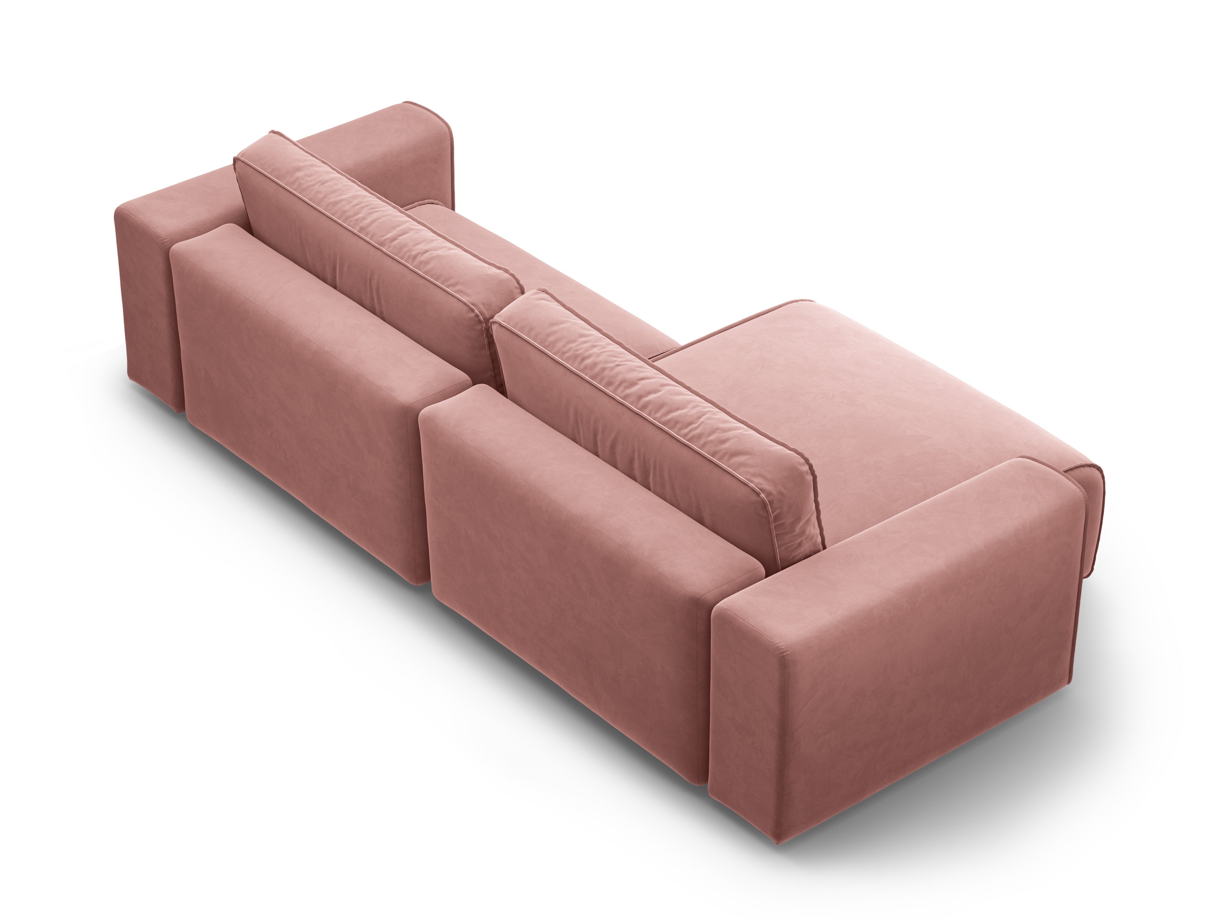 Left-facing velvet corner sofa for 3 people with sleeping function VICTOR pink
