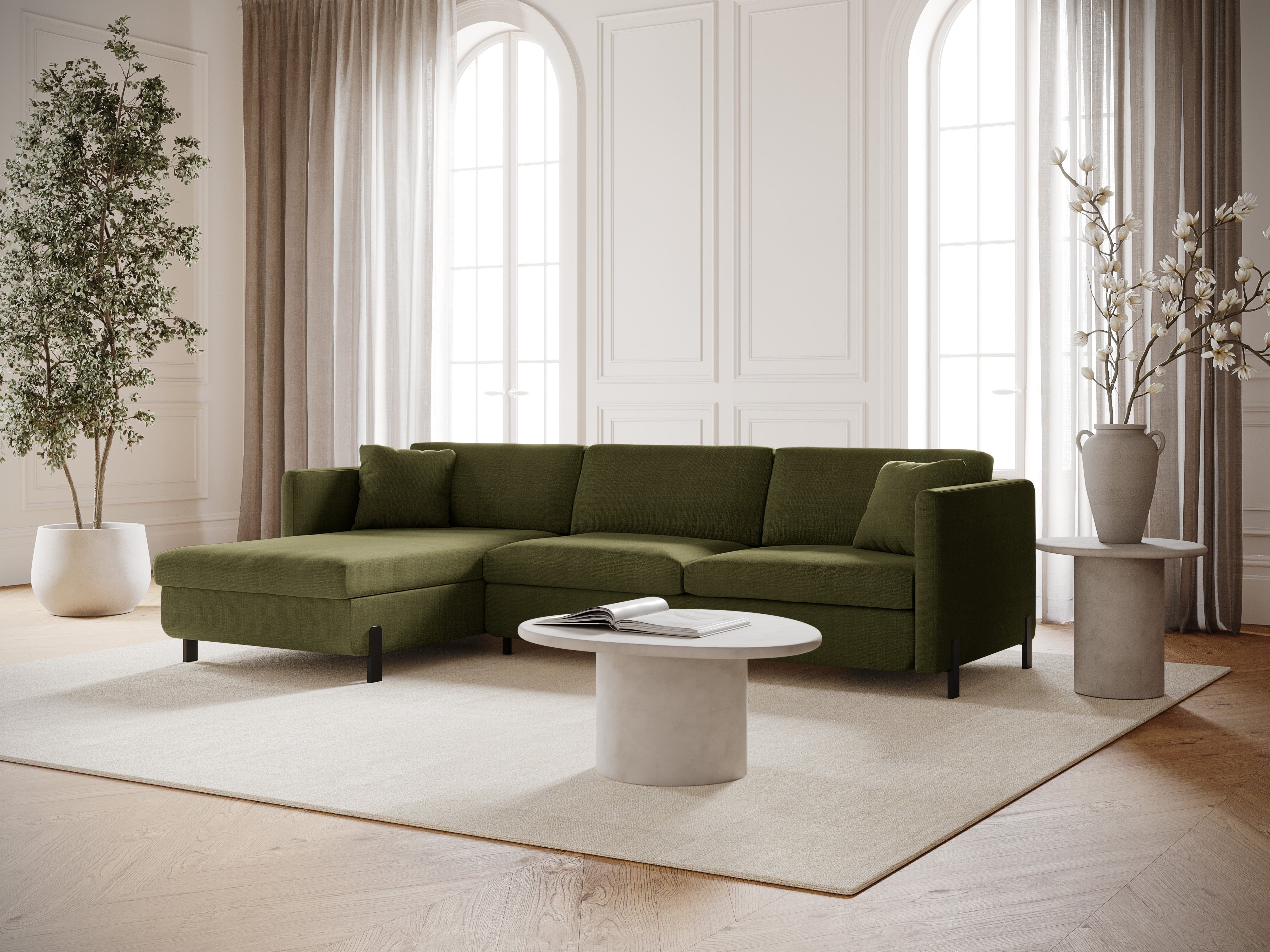 Linke Ecksofa mit Bettfunktion und Schachtel, "Gloria", 4 Sitze, Grün, 260x170x80
In Europa gemacht