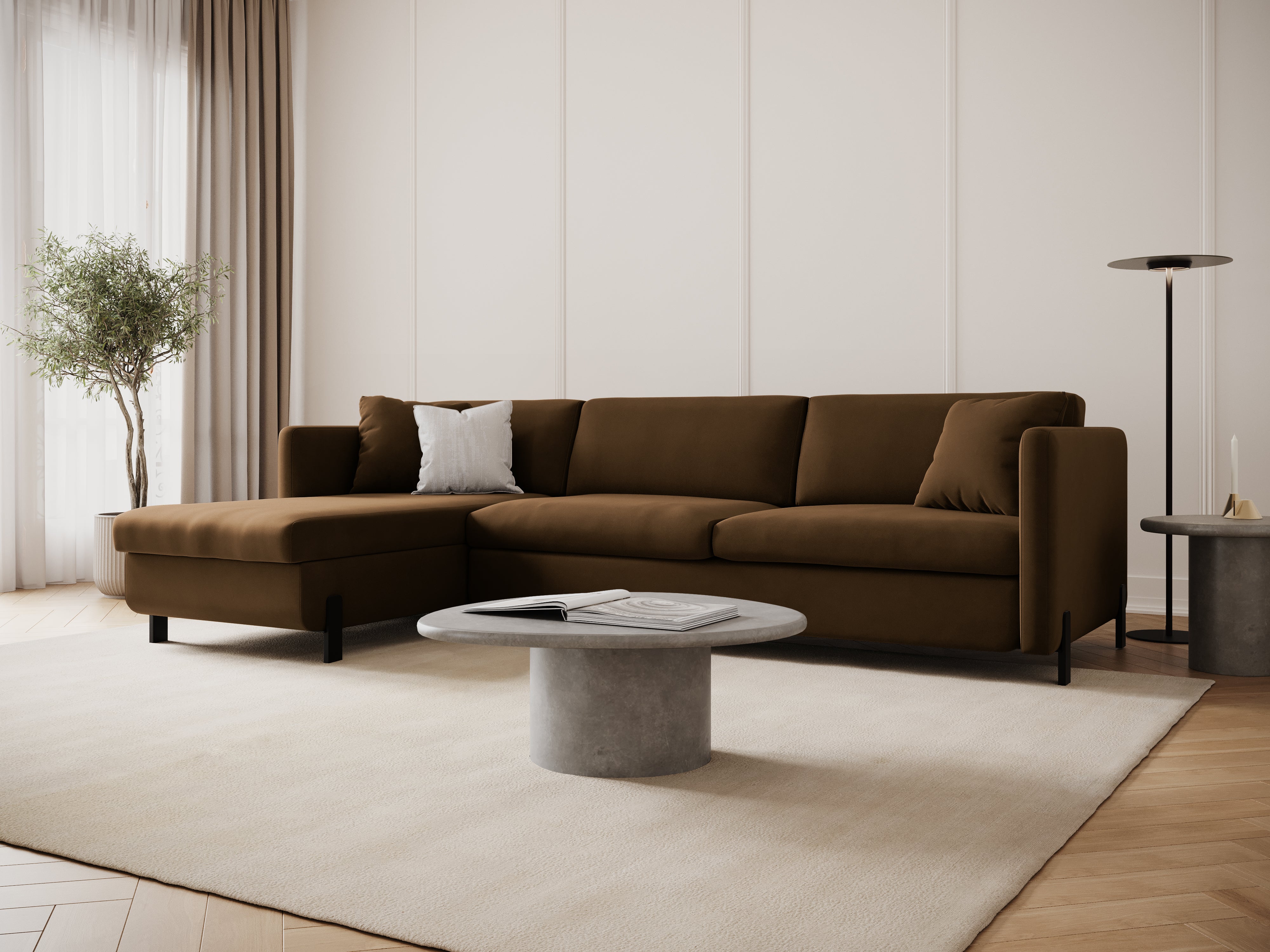 Velvet Linksecke Sofa mit Bettfunktion, "Gloria", 4 Sitze, Schokolade, 260x170x80
In Europa gemacht