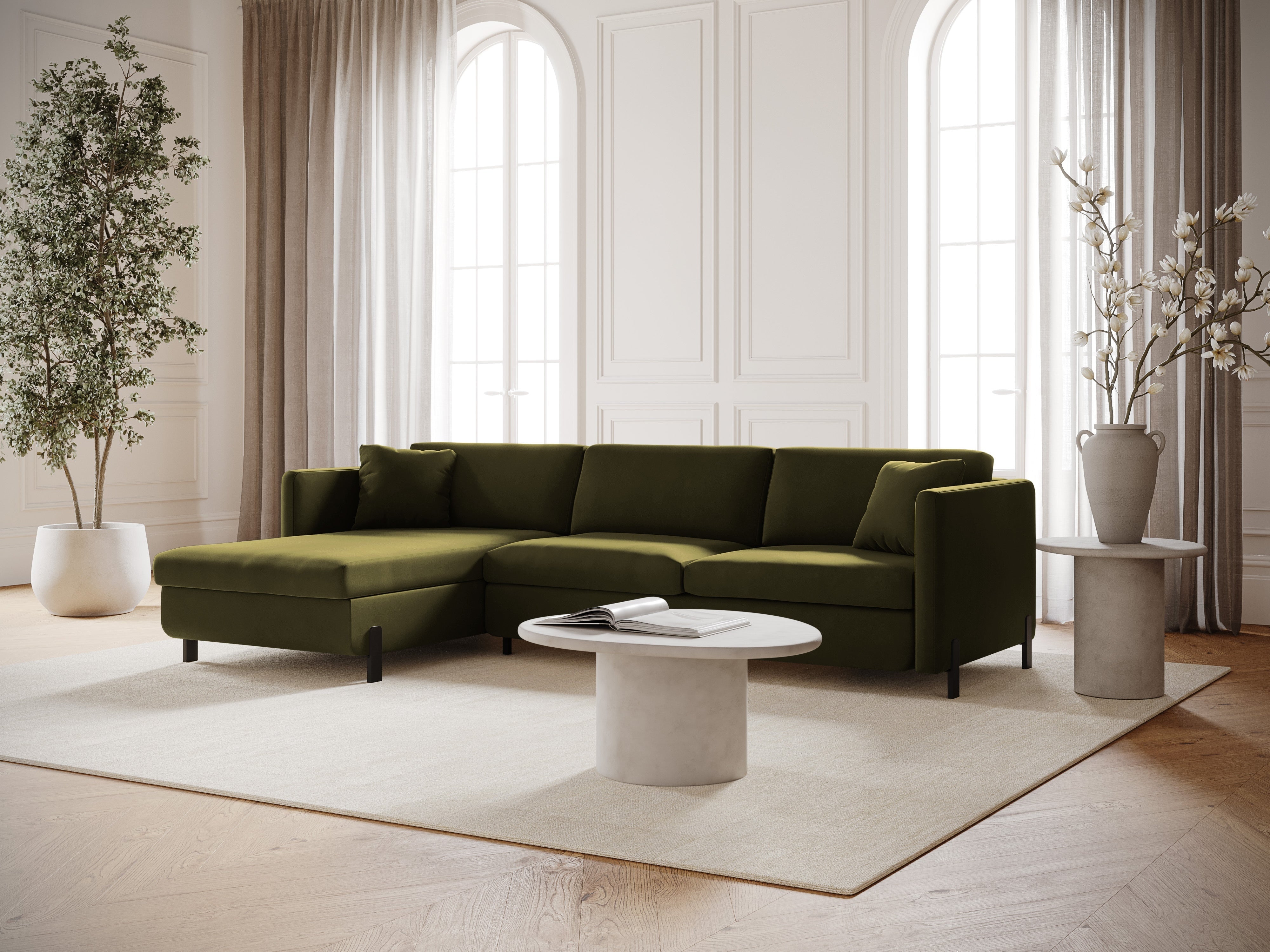 Velvet Linksecke Sofa mit Bettfunktion, "Gloria", 4 Sitze, Grün, 260x170x80
In Europa gemacht