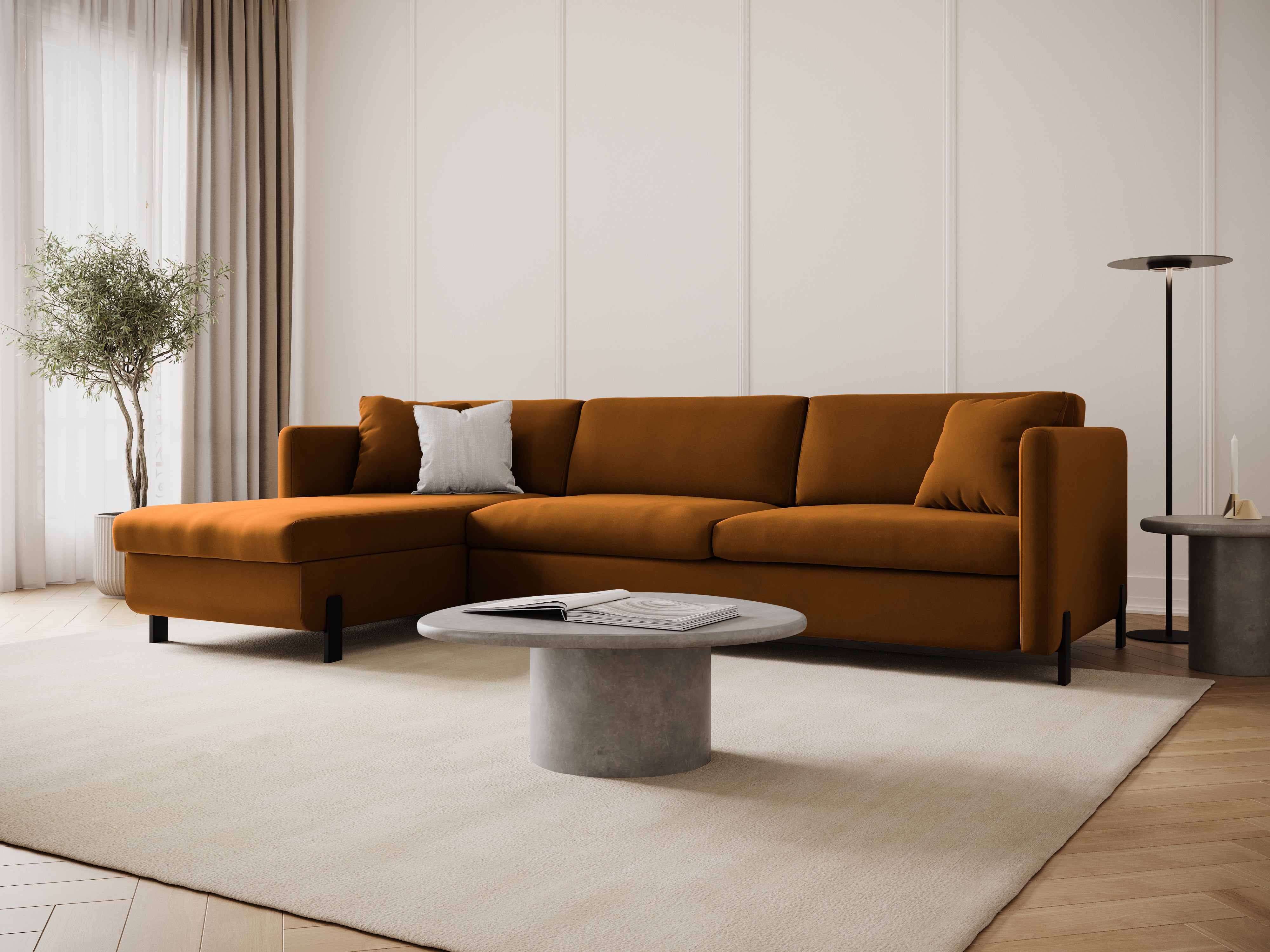 Velvet Linksecke Sofa mit Bettfunktion, "Gloria", 4 Sitze, braun, 260x170x80
In Europa gemacht