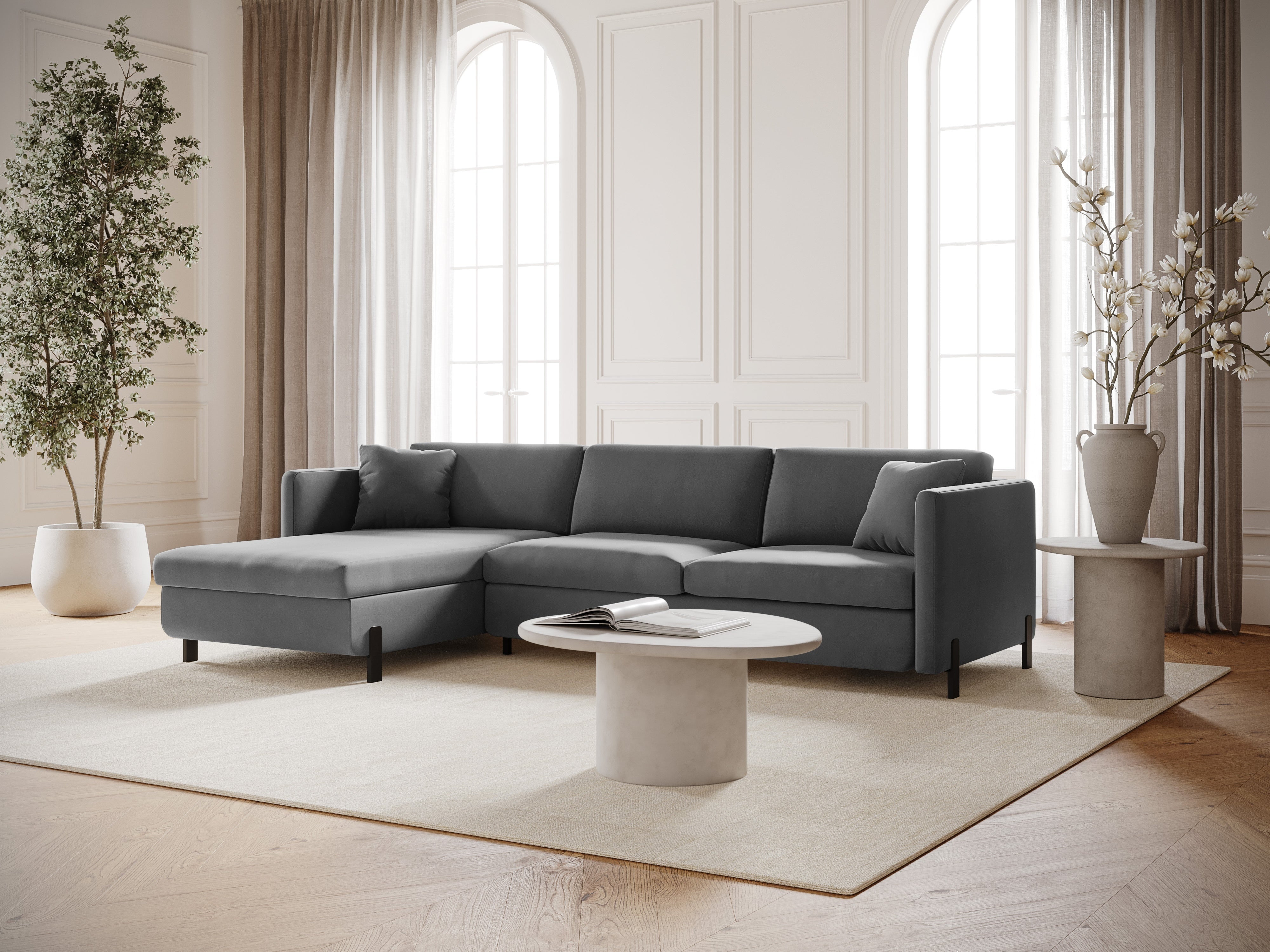 Velvet Linksecke Sofa mit Bettfunktion, "Gloria", 4 Sitze, Grau, 260x170x80
In Europa gemacht