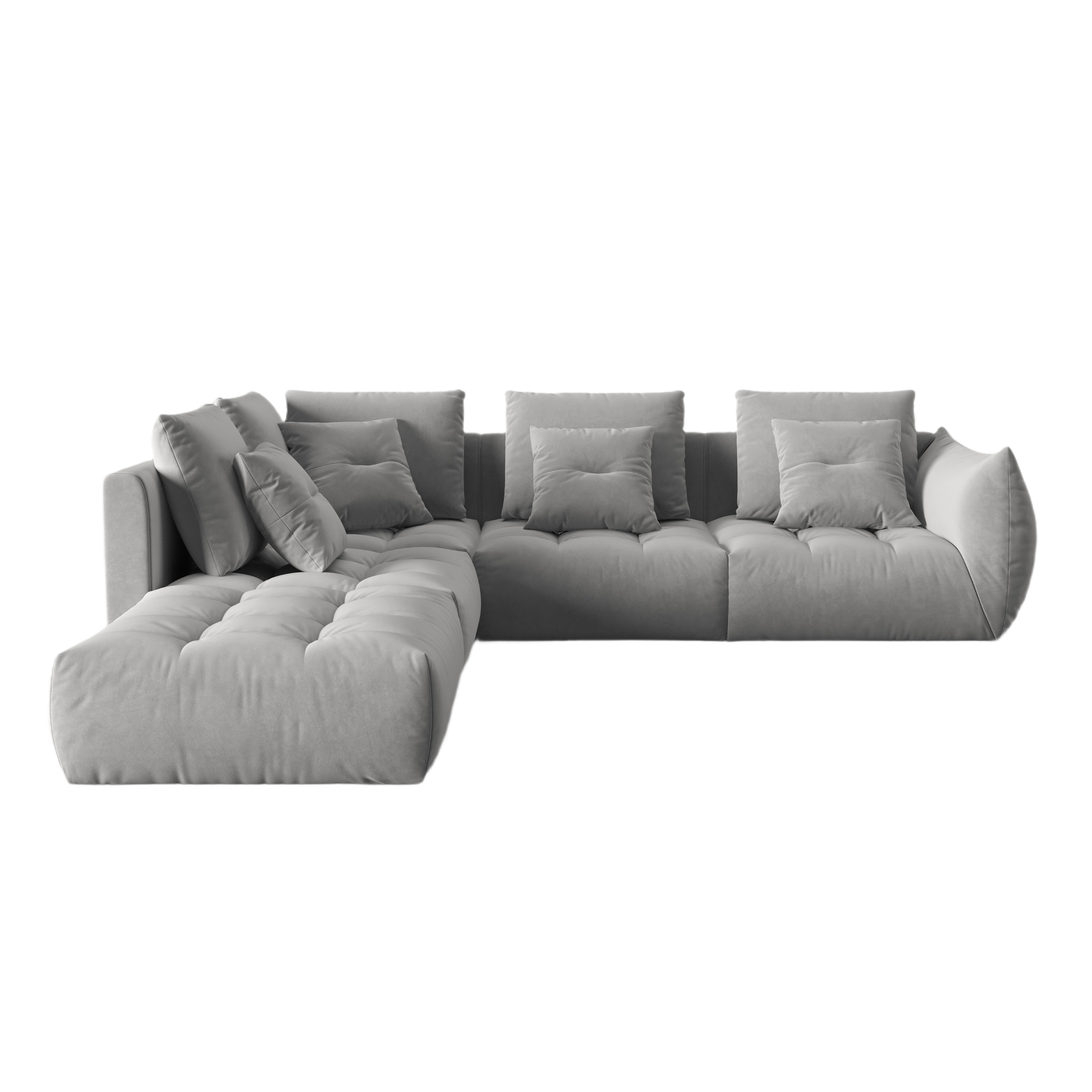 Samt modulares linke Ecksofa, "Bloom", 4 Sitze, Grau, 316x310x95
In Europa gemacht