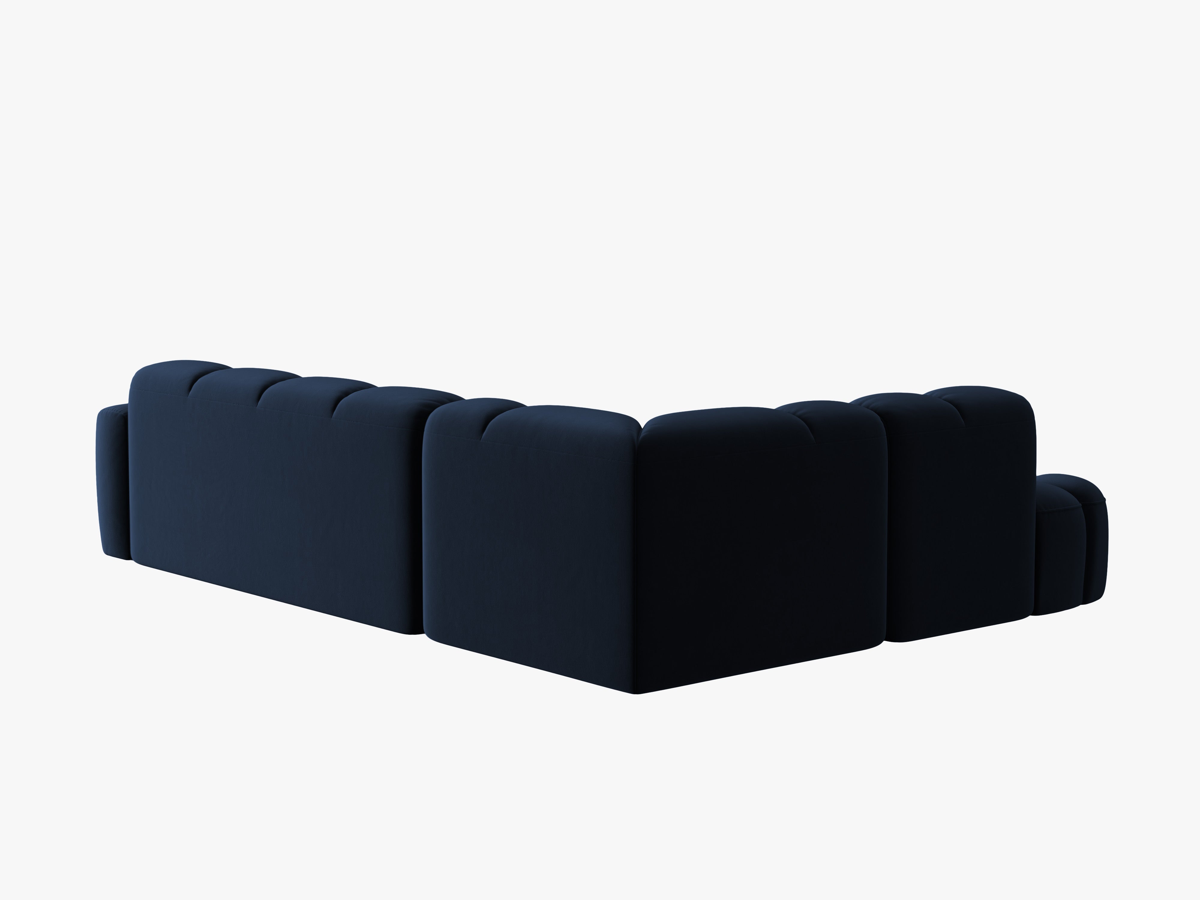 Sofa narożna aksamitna lewostronna LISA granat królewski