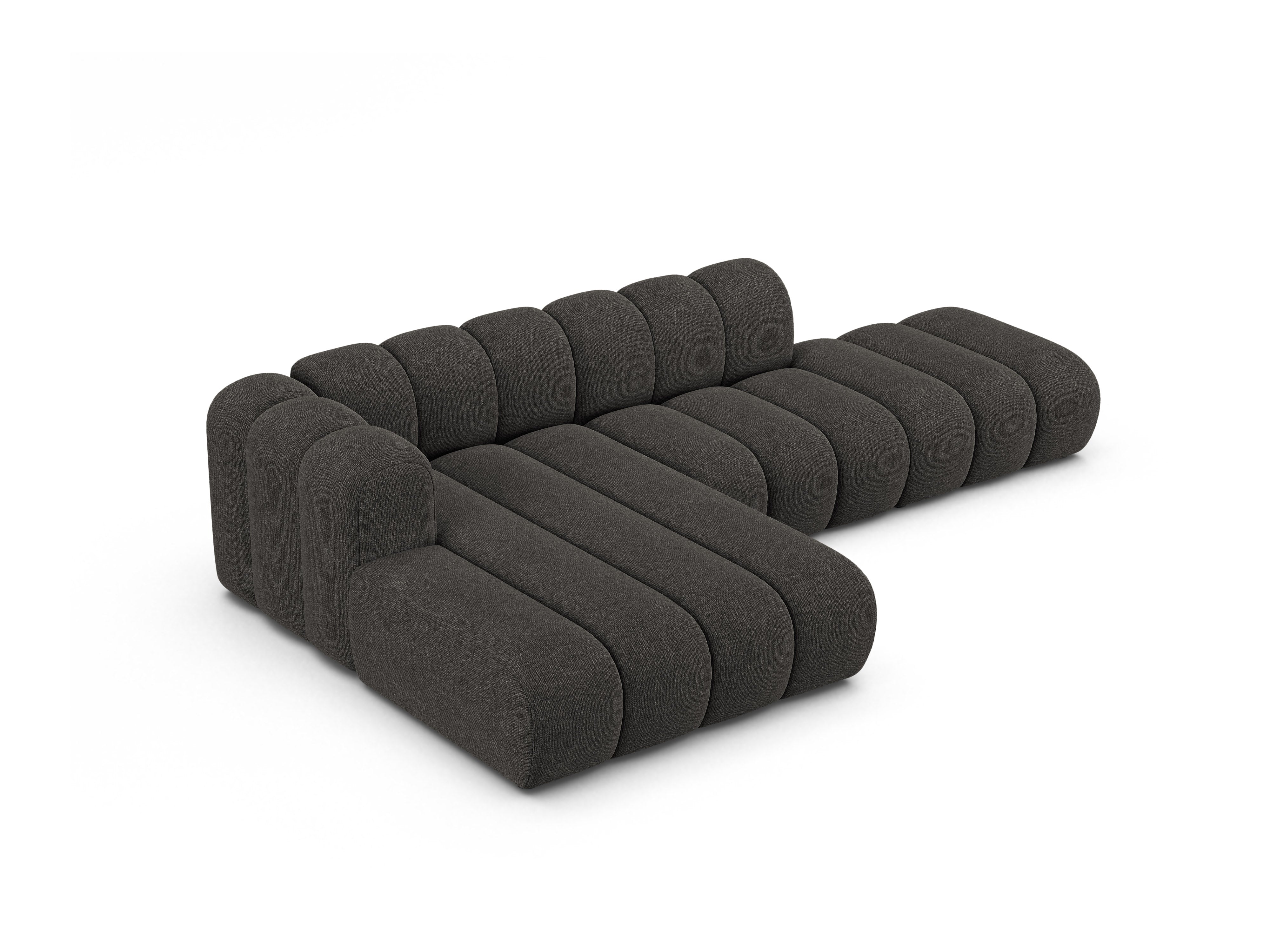 Left-facing 5-seater corner sofa LUPINE gray chenille