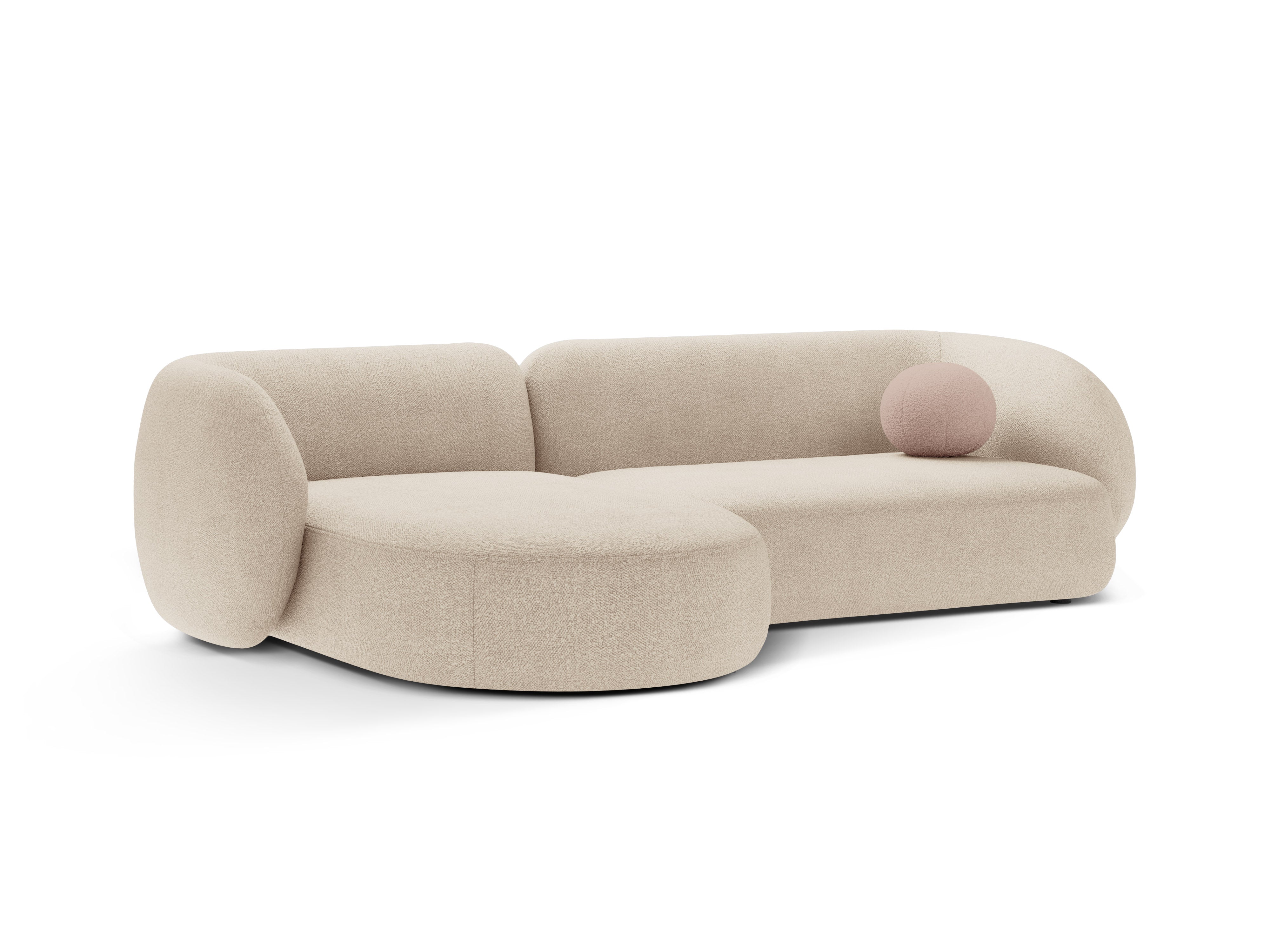 Linksseitige 3-Sitzer-Eckcouch KATE in beigem Boucle