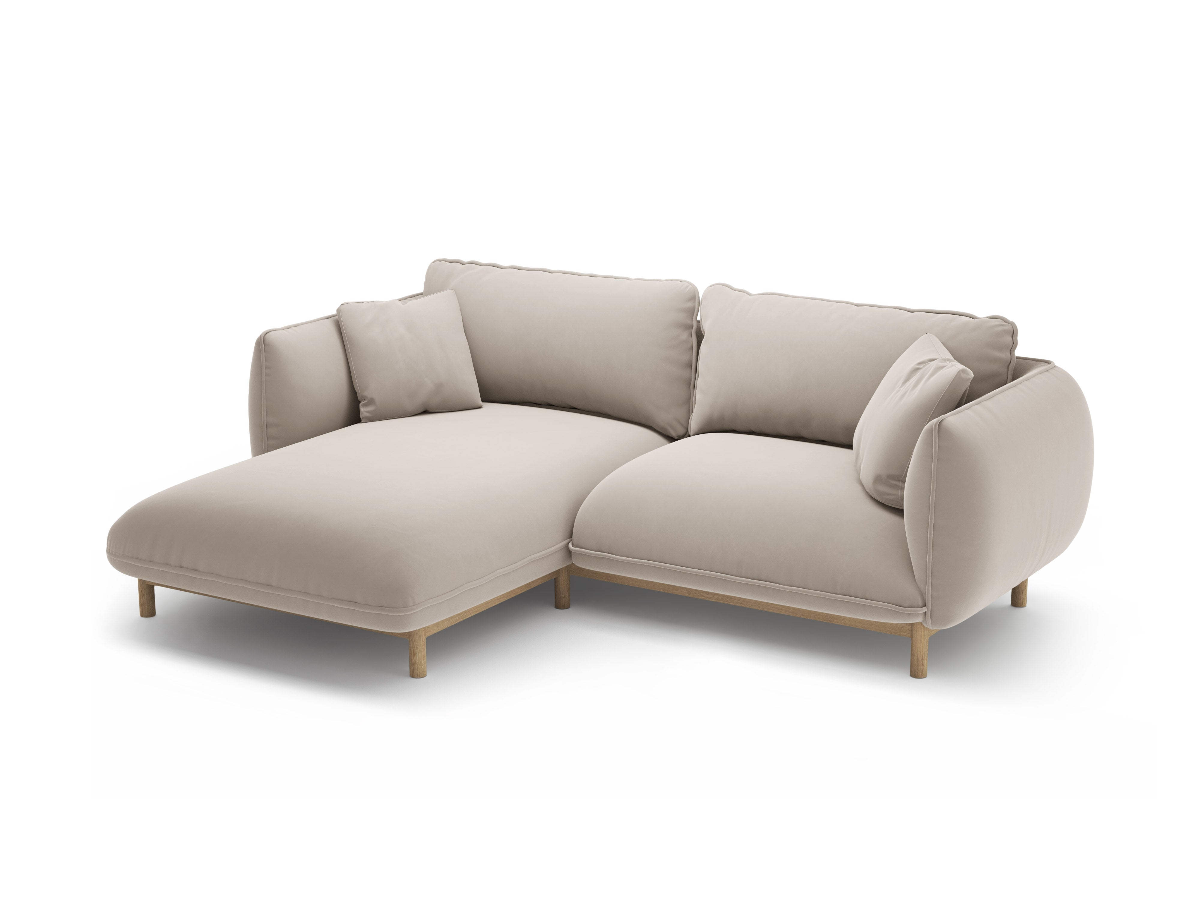 Left-facing velvet corner sofa ADA light beige