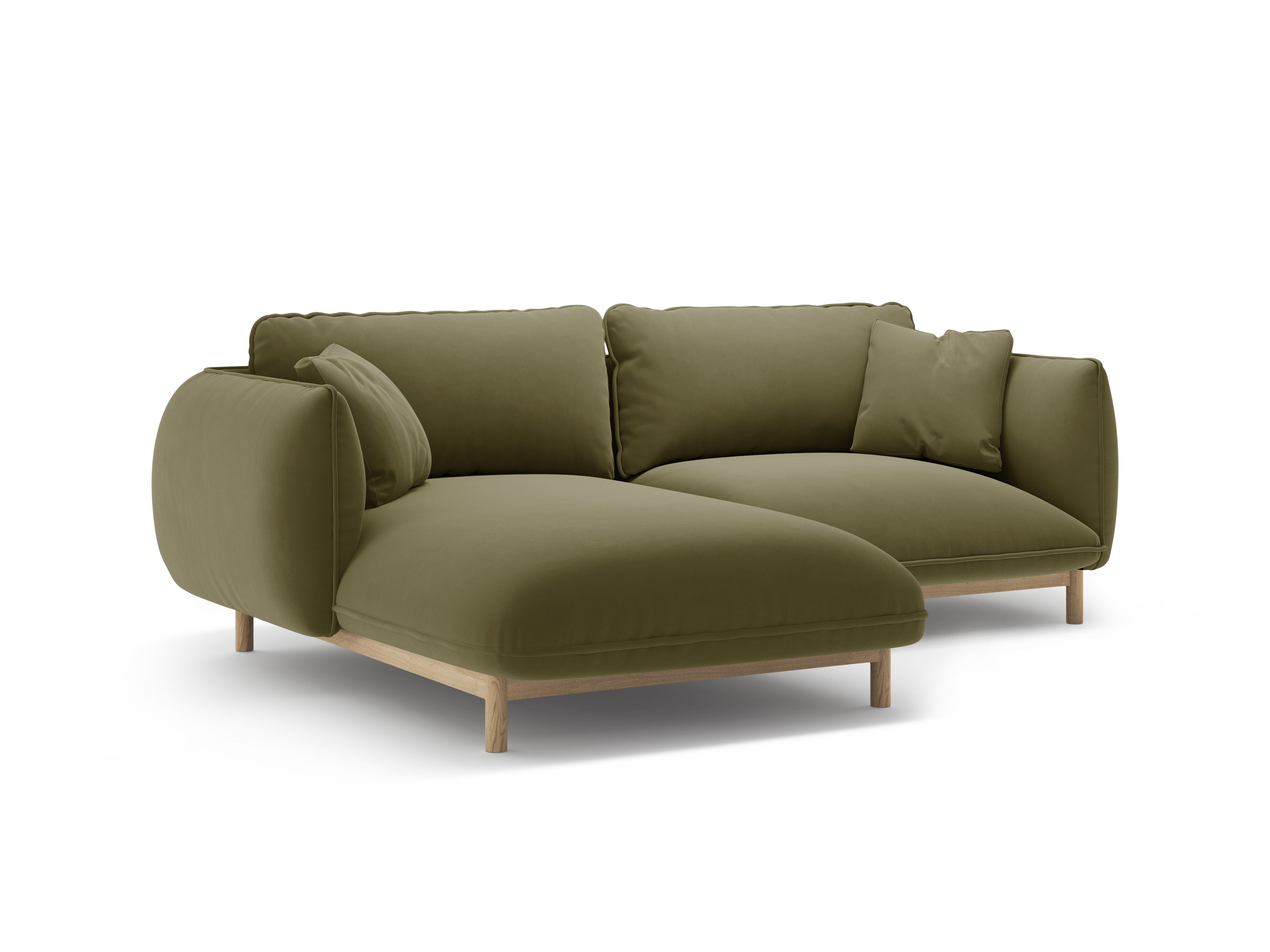 Left-facing velvet corner sofa ADA light green