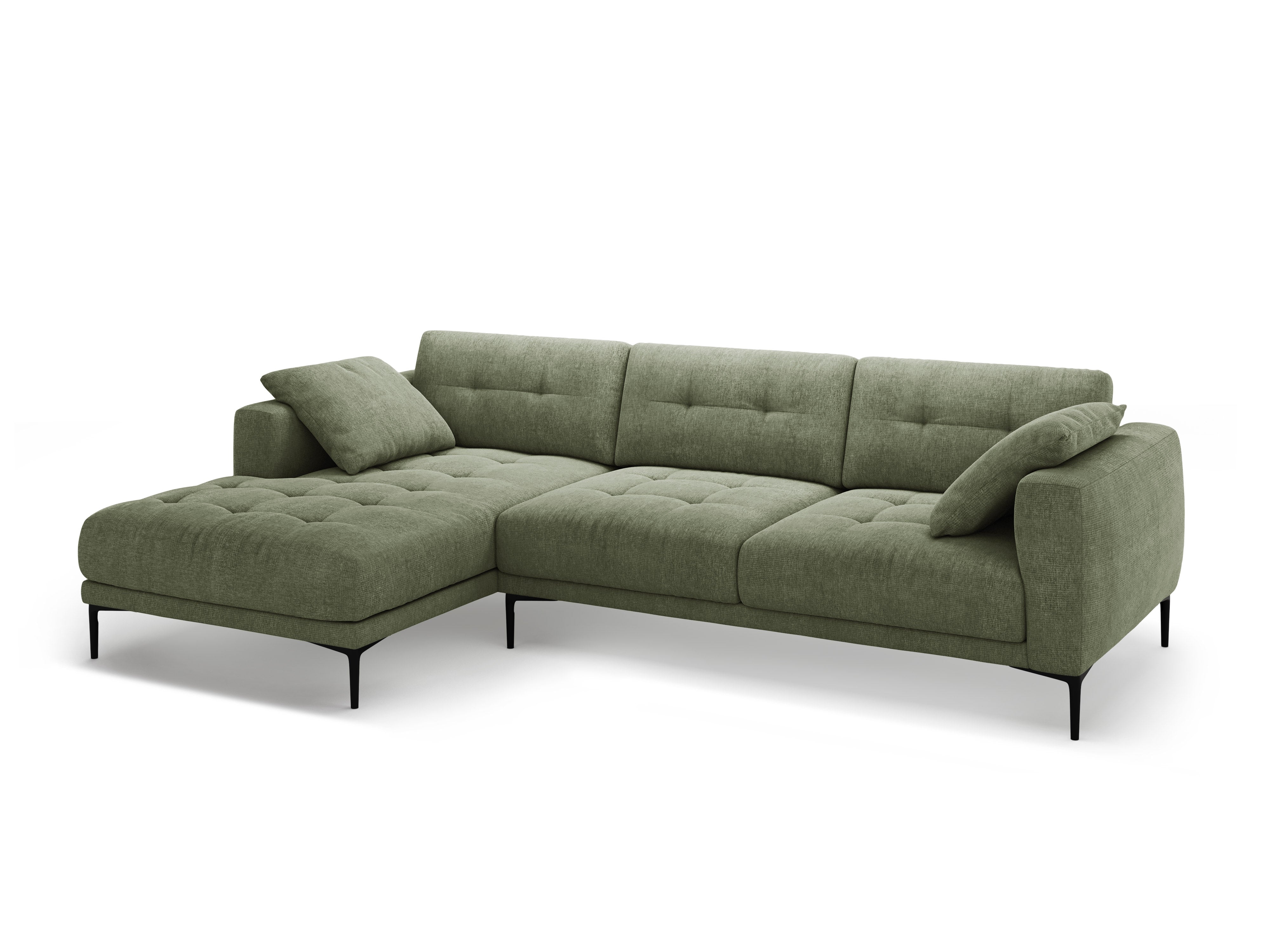 Left-sided corner sofa BEMY olive chenille