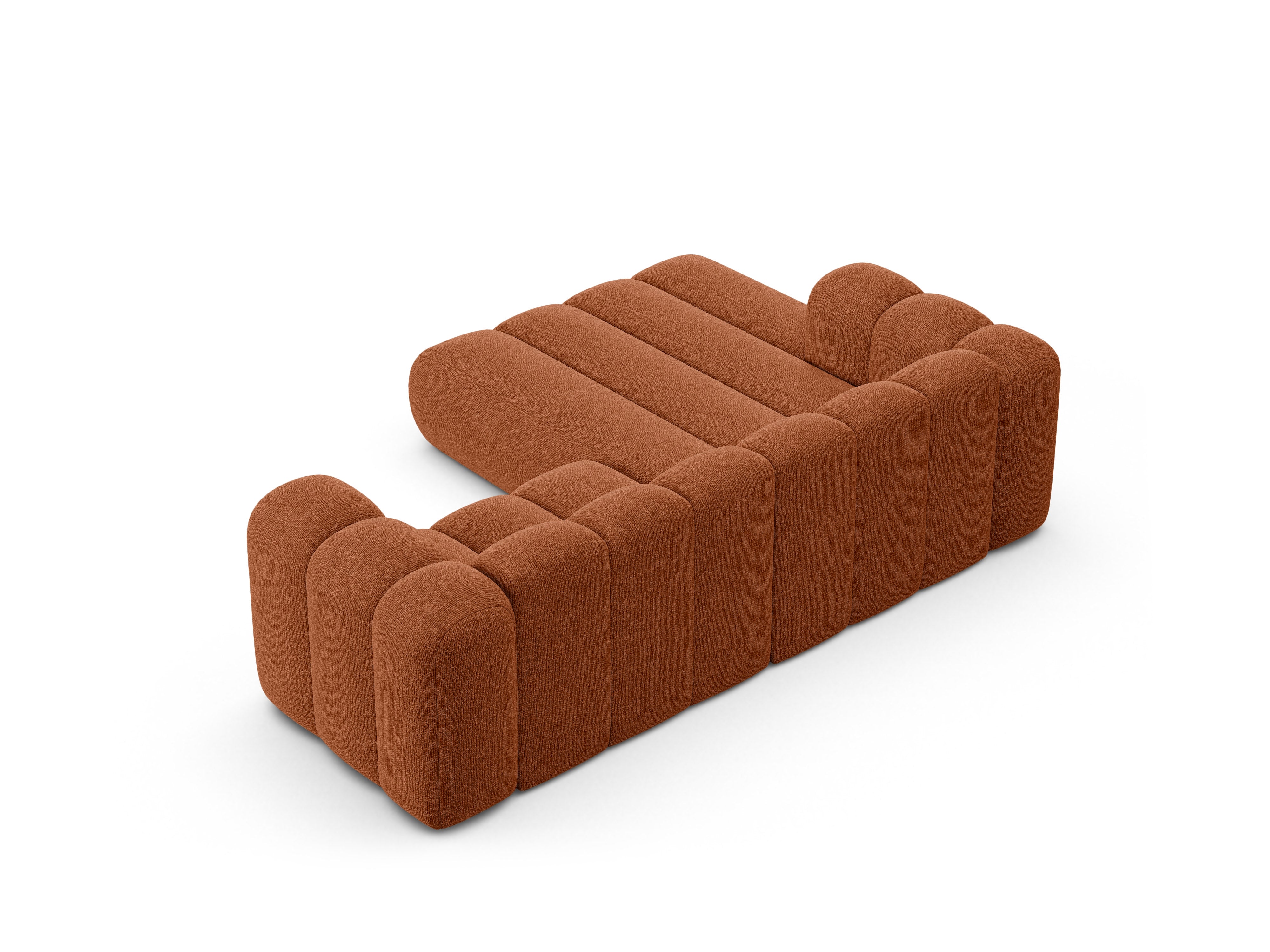 Left-facing 3-seater corner sofa LUPINE brick chenille