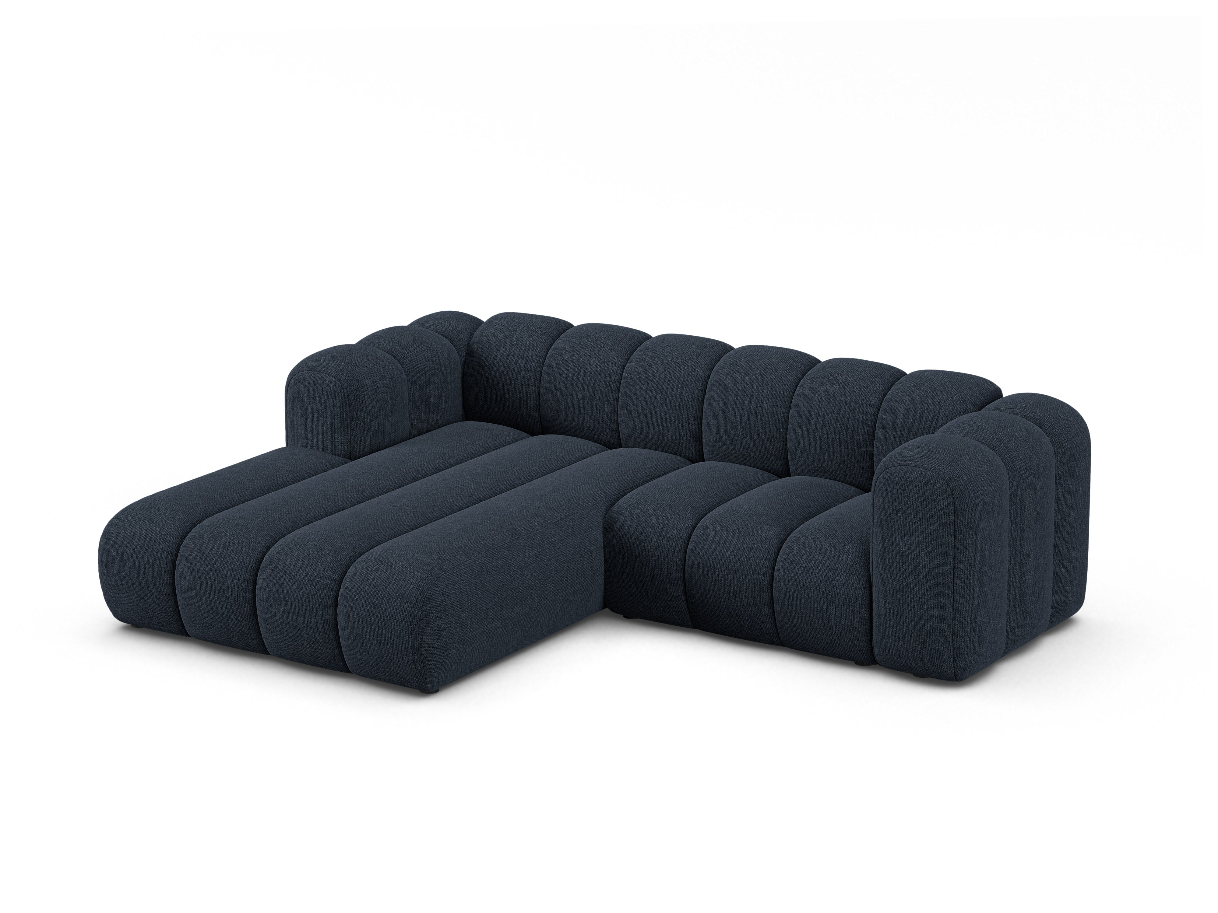 Left-facing 3-seater corner sofa LUPINE navy chenille