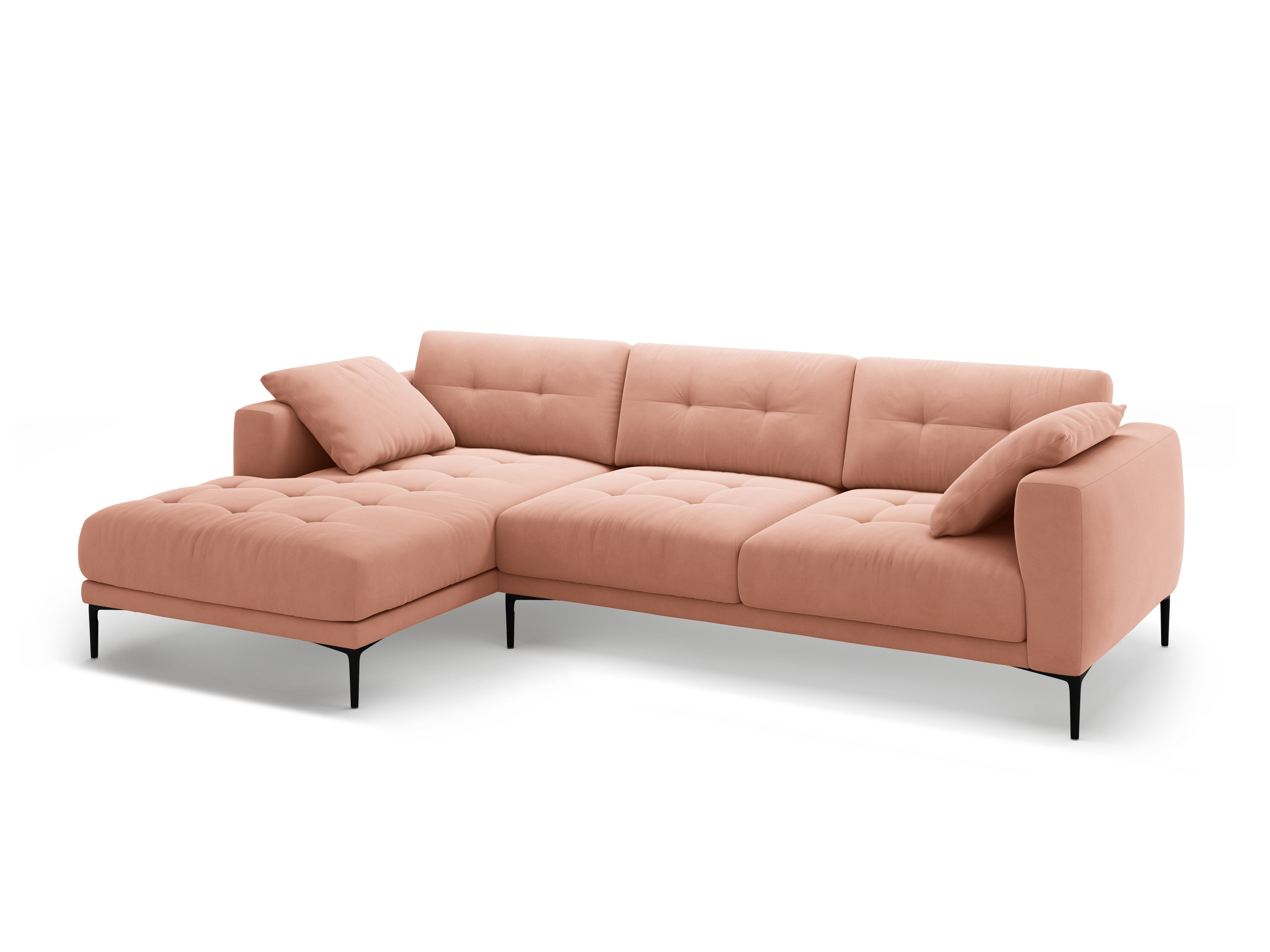 Left-facing velvet corner sofa BEMY pink