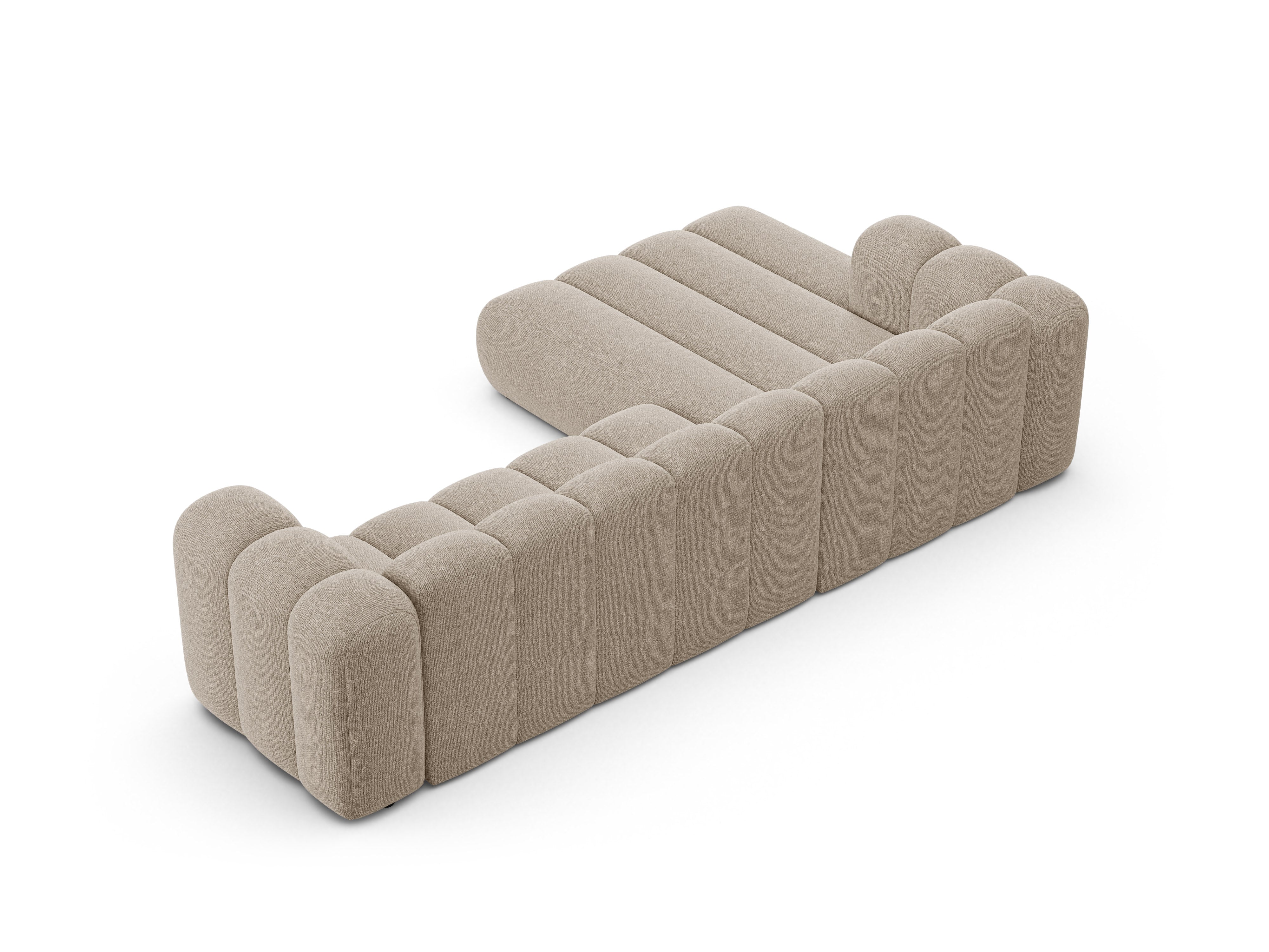Left-facing 4-seater corner sofa LUPINE beige chenille