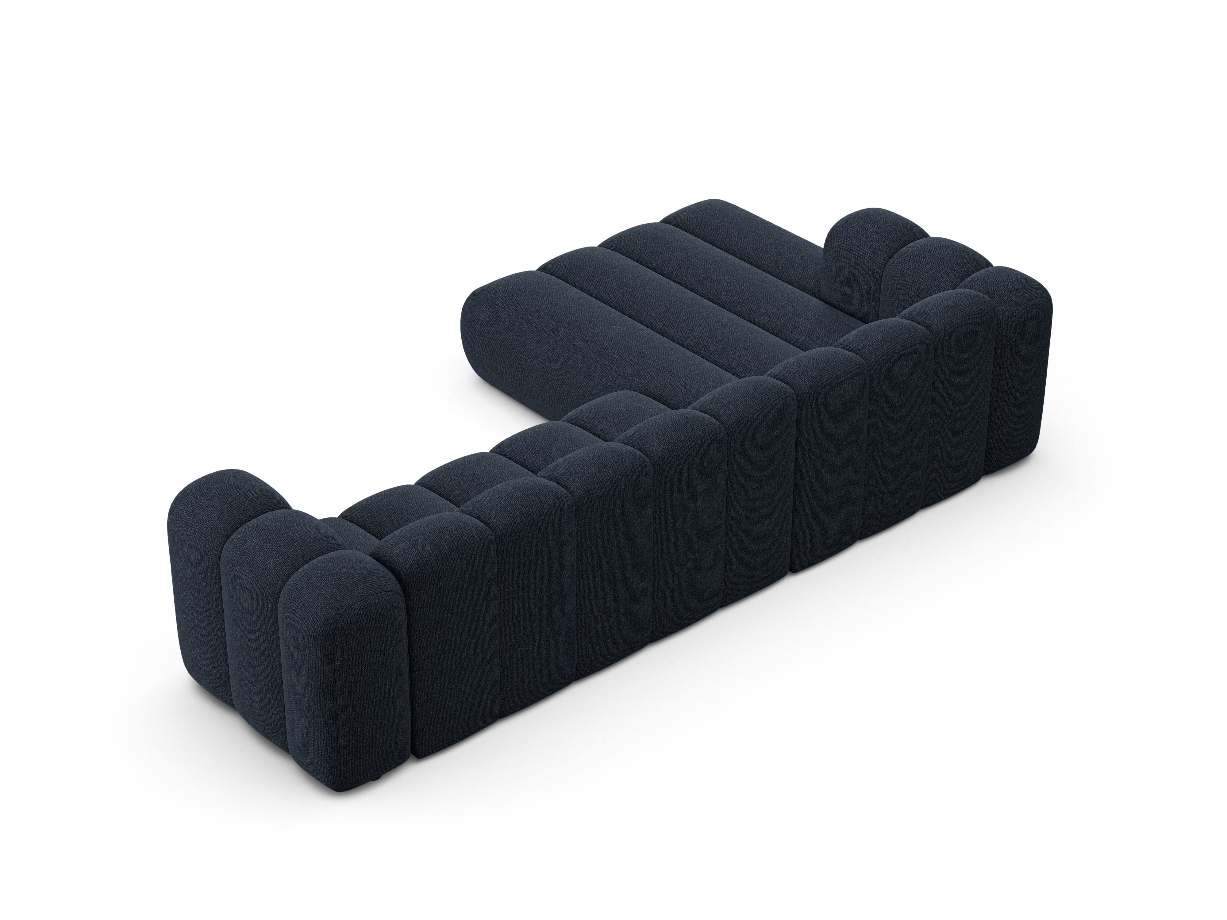 4-seater left-facing corner sofa LUPINE navy chenille