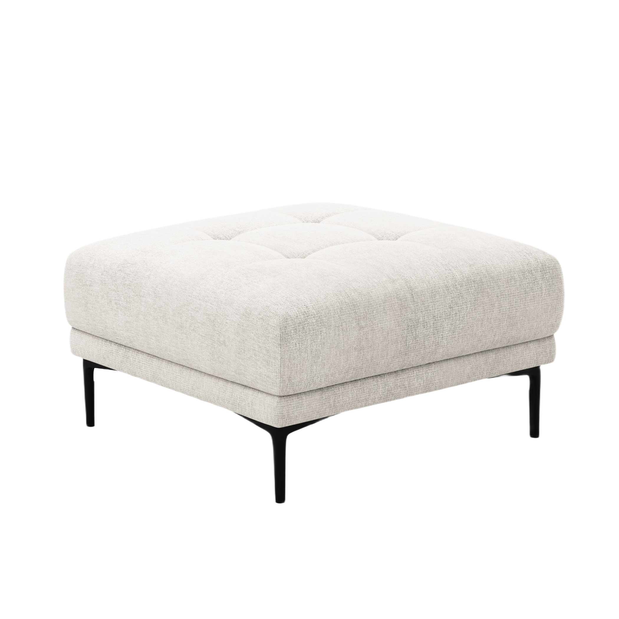 BEMY Square Pouf Beige Chenille