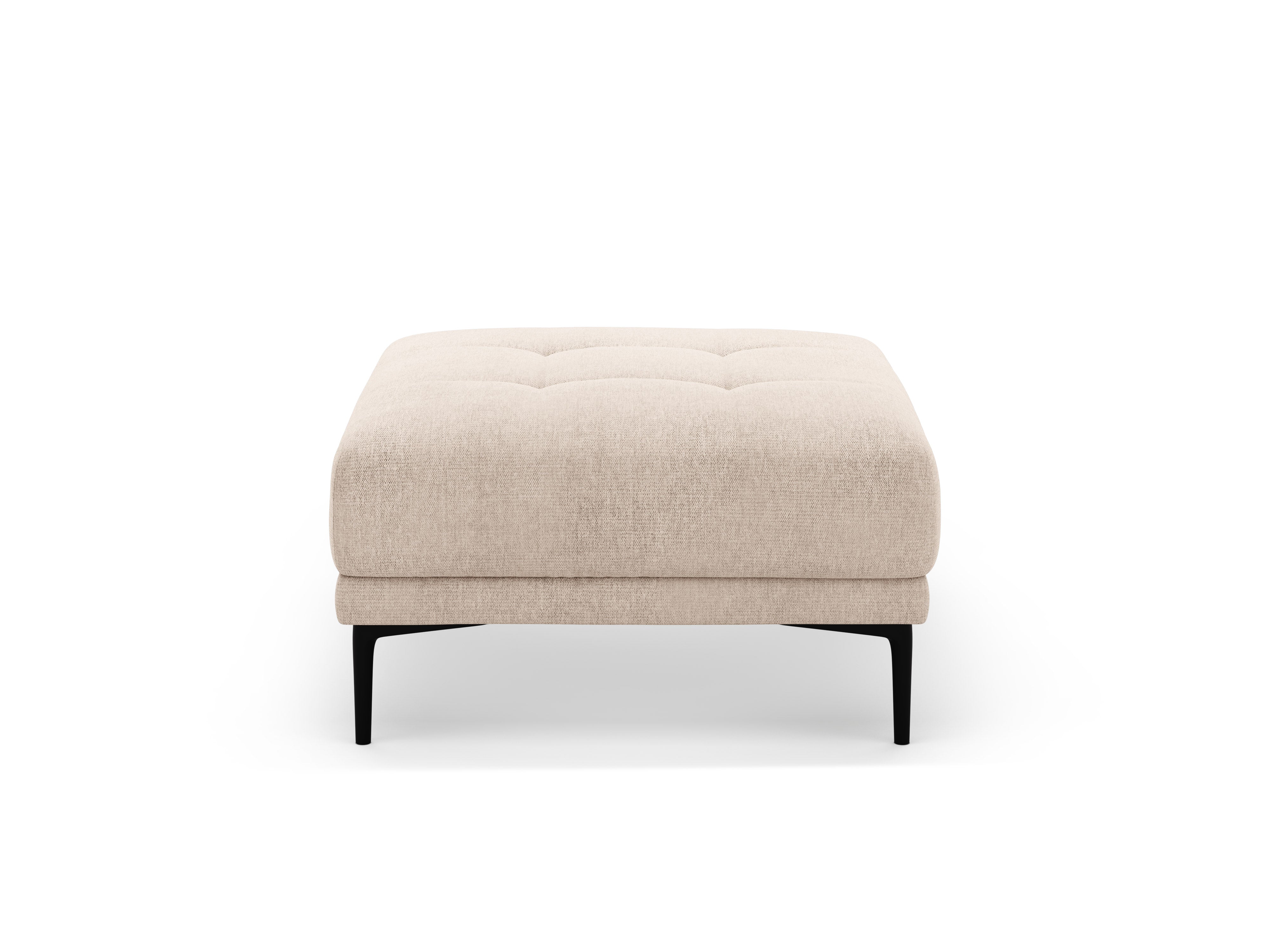 BEMY quadratischer Pouf aus sandfarbenem Chenille