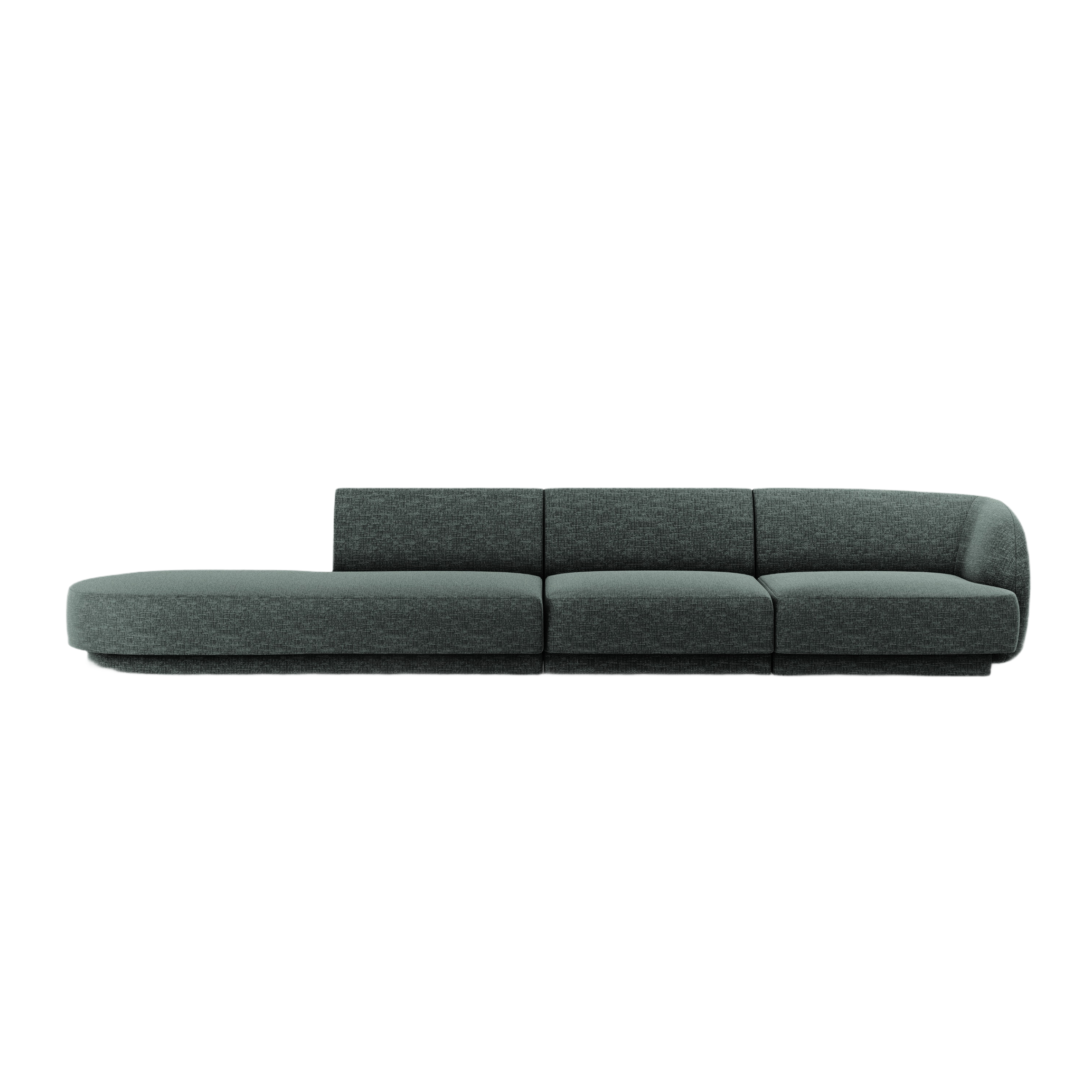 Sofa lewostronna 4-osobowa  otwarta MILEY petrol szenil jedwabisty